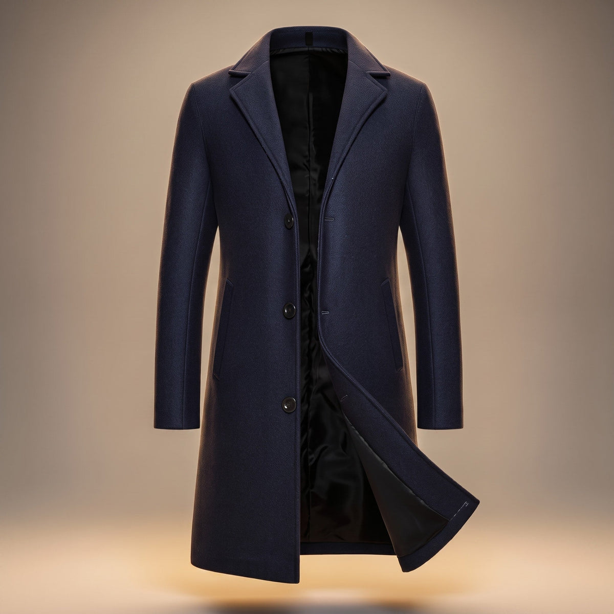 James - Men's Tailored Notch Lapel Longline Overcoat