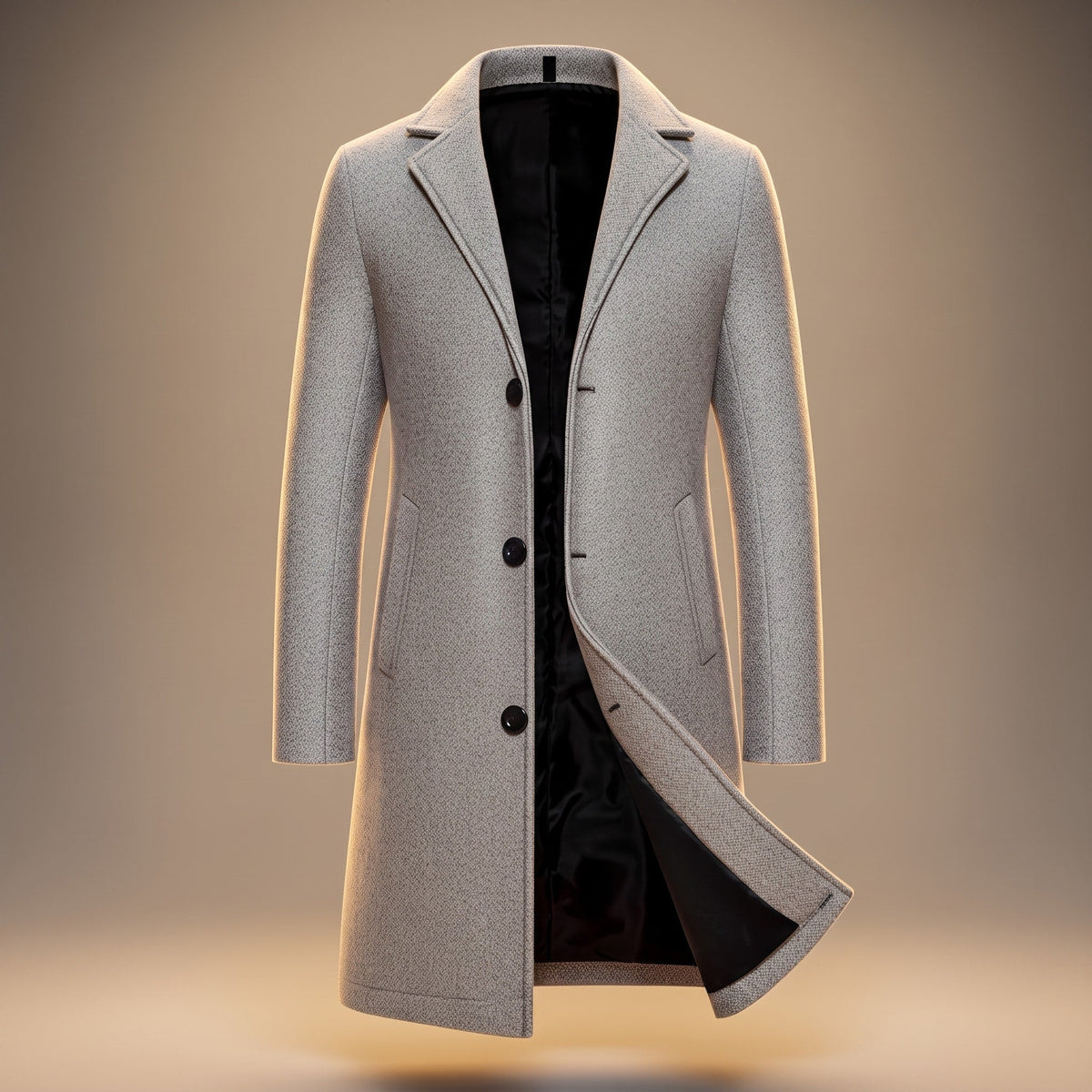 James - Men's Tailored Notch Lapel Longline Overcoat