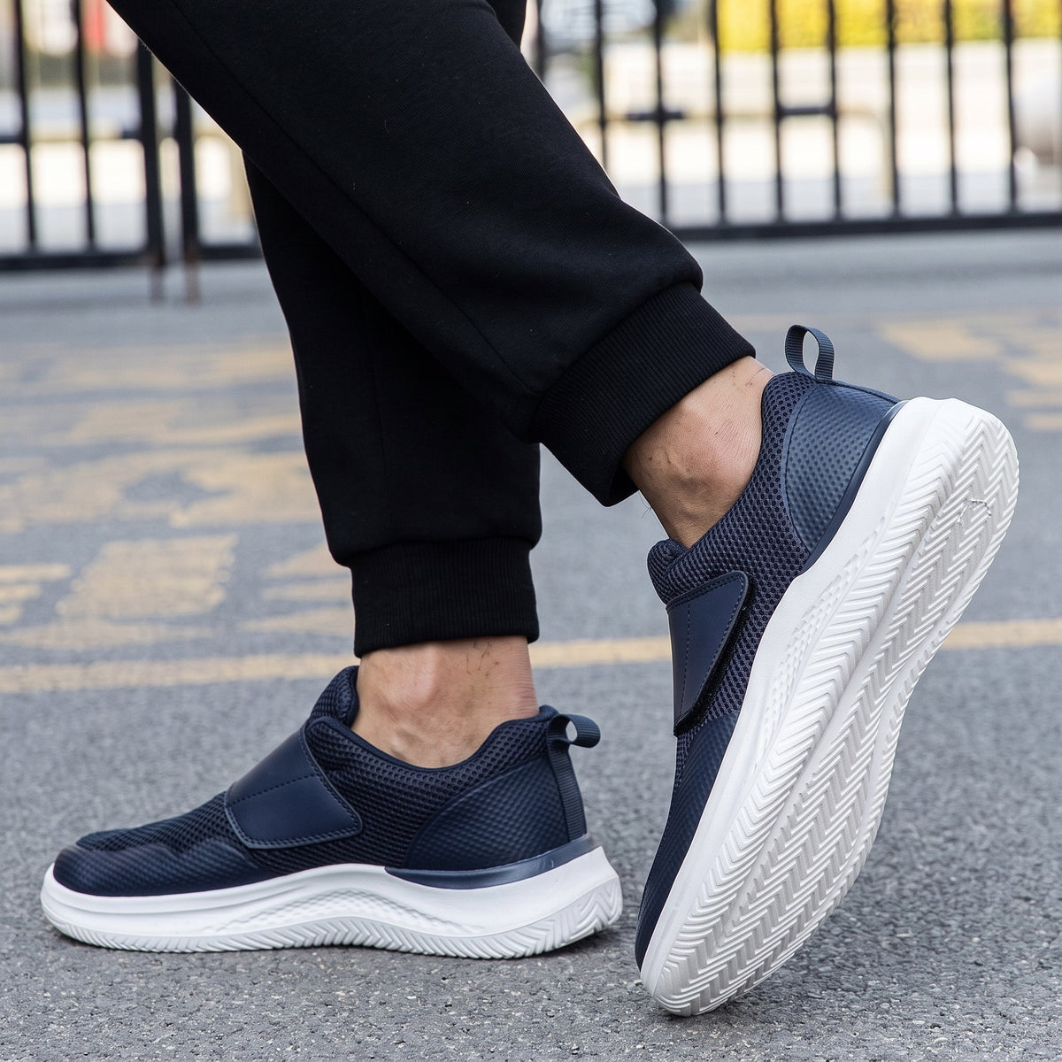 Jonas - Men's Supportive Wide Fit Sneakers with Adjustable Velcro Strap