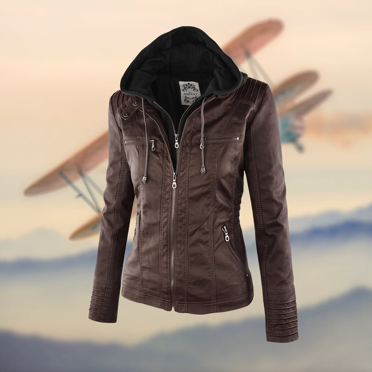 Karolina - Women's Hooded Fitted Jacket with Zip Pockets