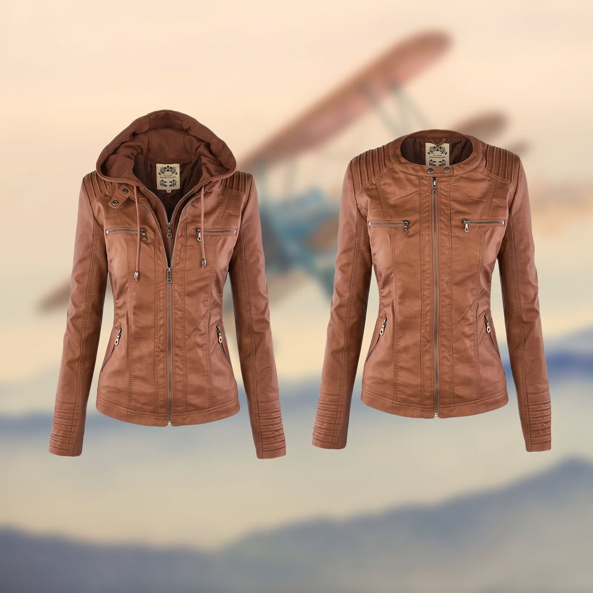 Karolina - Women's Hooded Fitted Jacket with Zip Pockets