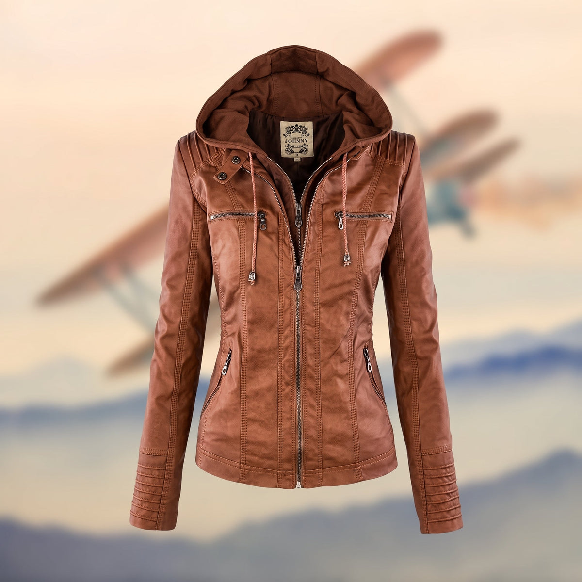 Karolina - Women's Hooded Fitted Jacket with Zip Pockets