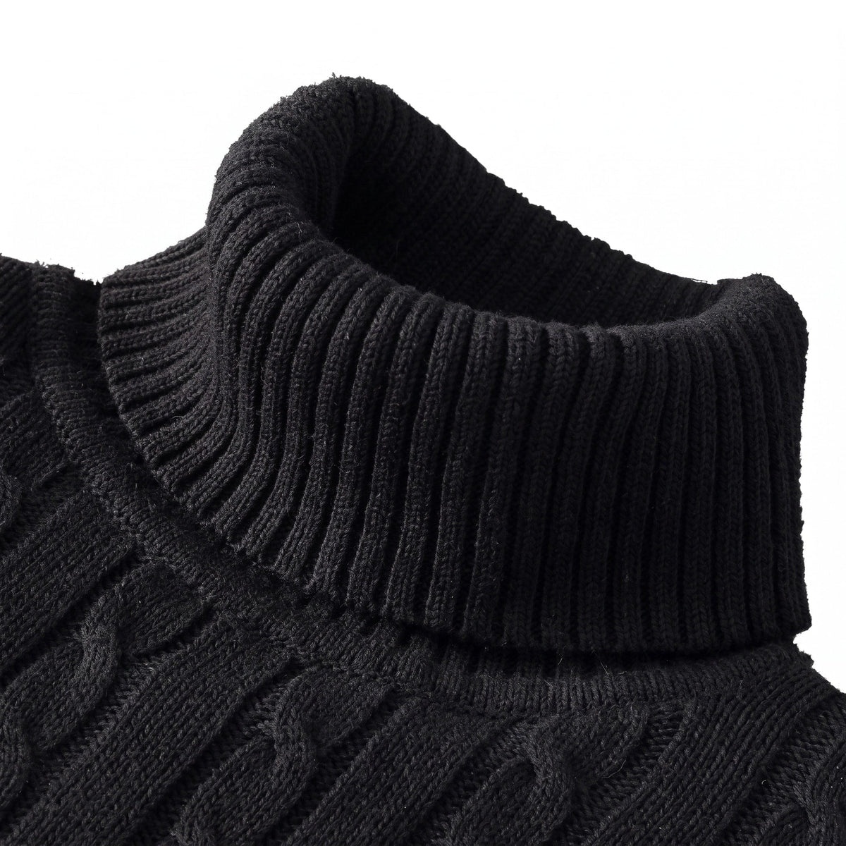 Klaus - Men's Cable Turtleneck Sweater with Ribbed Cuffs