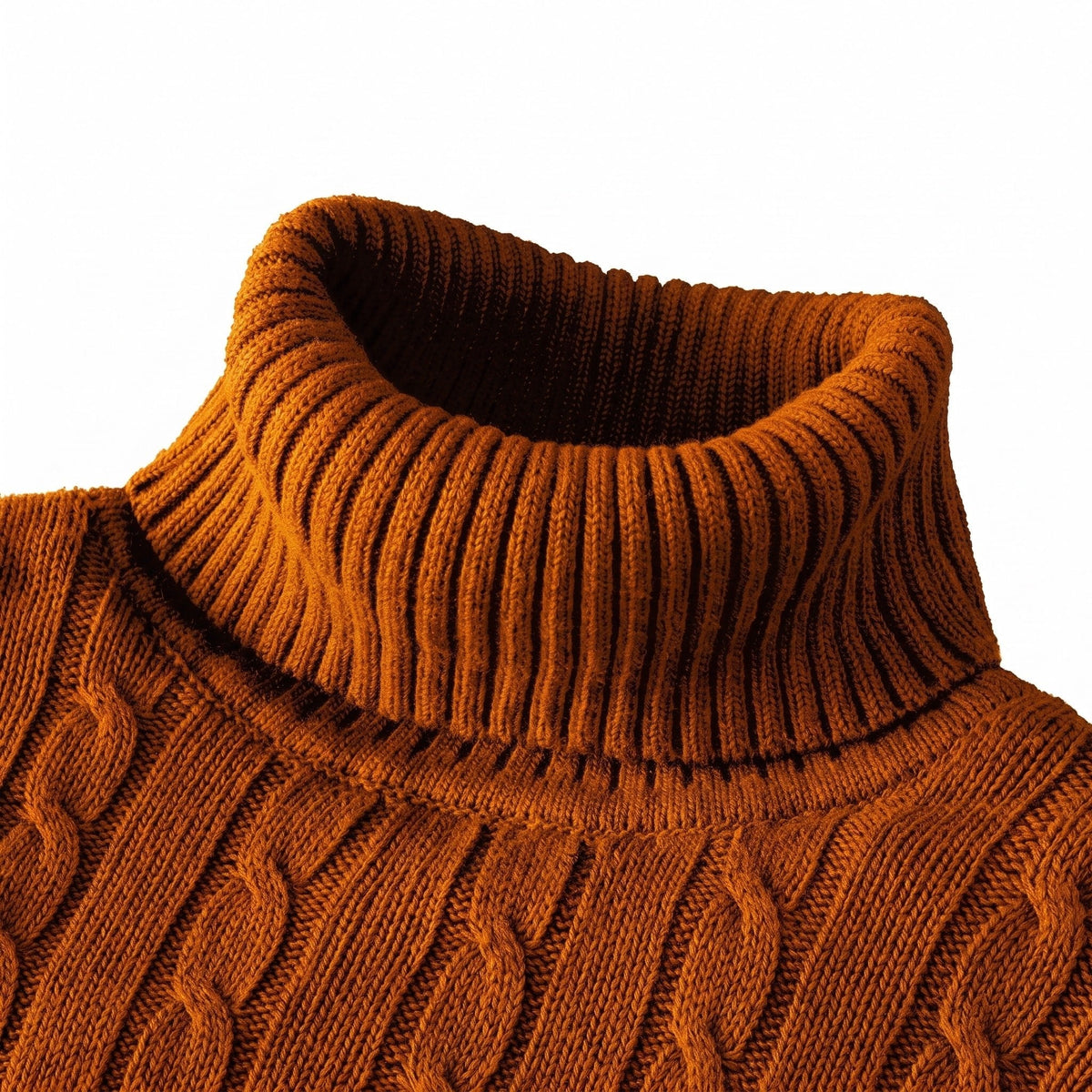 Klaus - Men's Cable Turtleneck Sweater with Ribbed Cuffs
