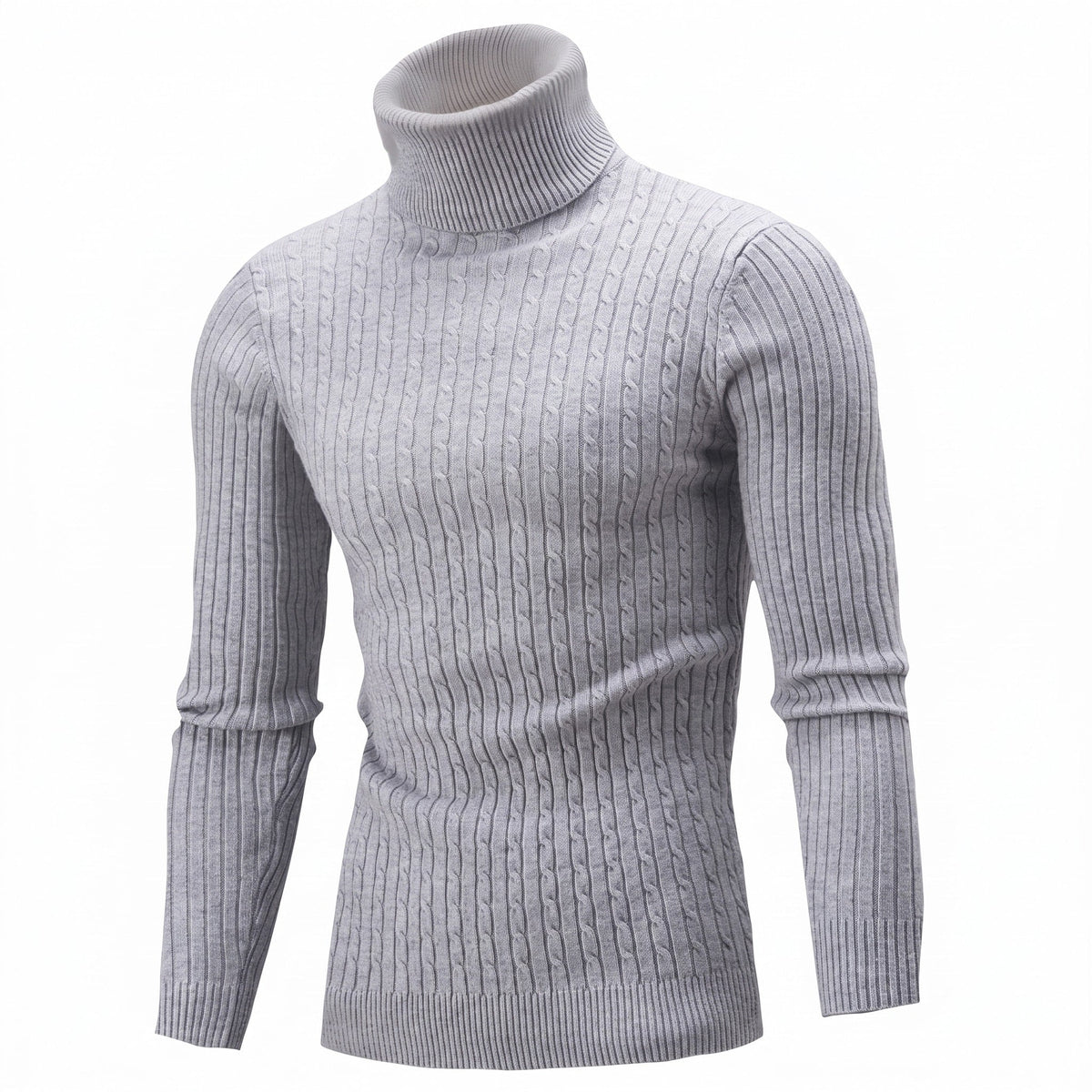 Klaus - Men's Cable Turtleneck Sweater with Ribbed Cuffs