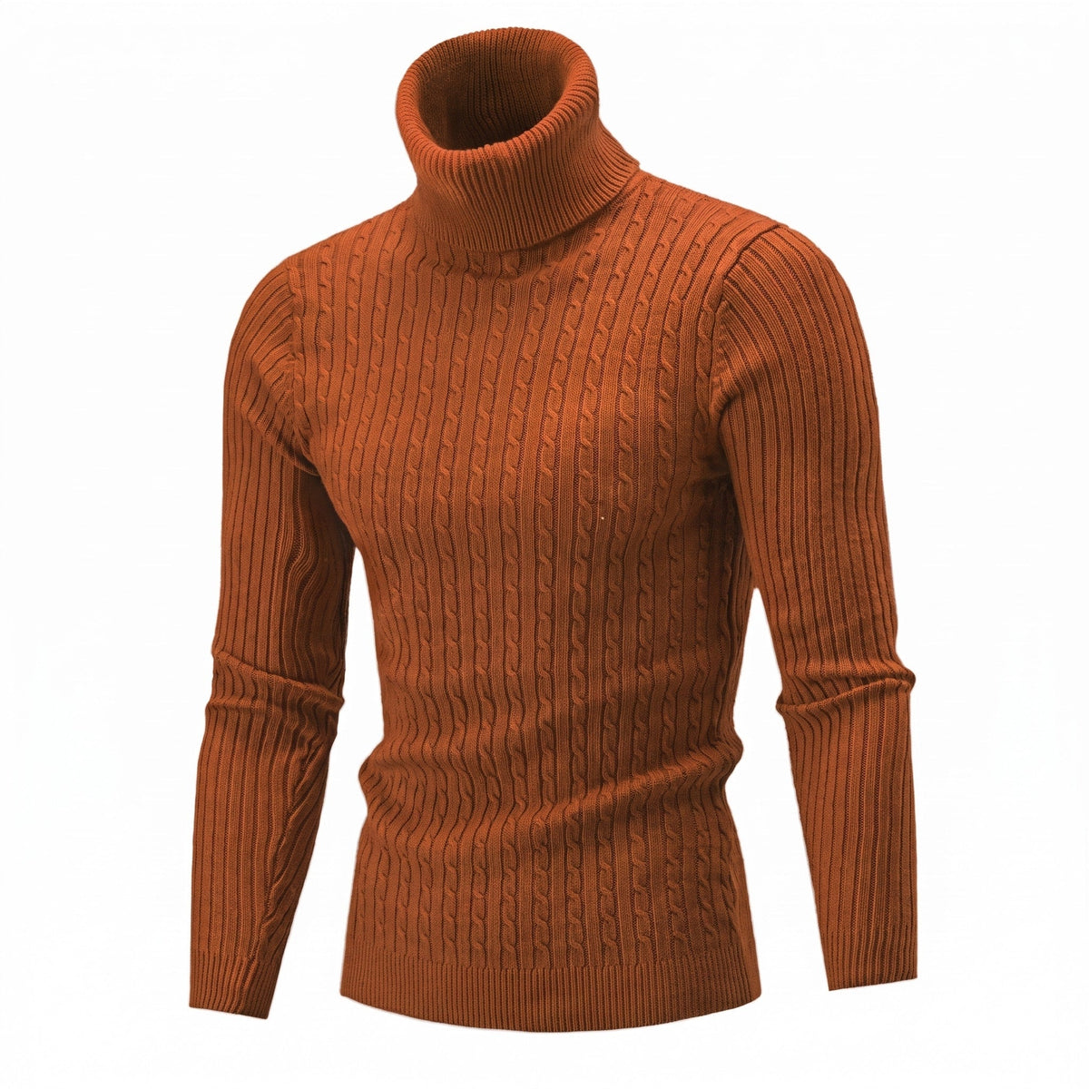 Klaus - Men's Cable Turtleneck Sweater with Ribbed Cuffs