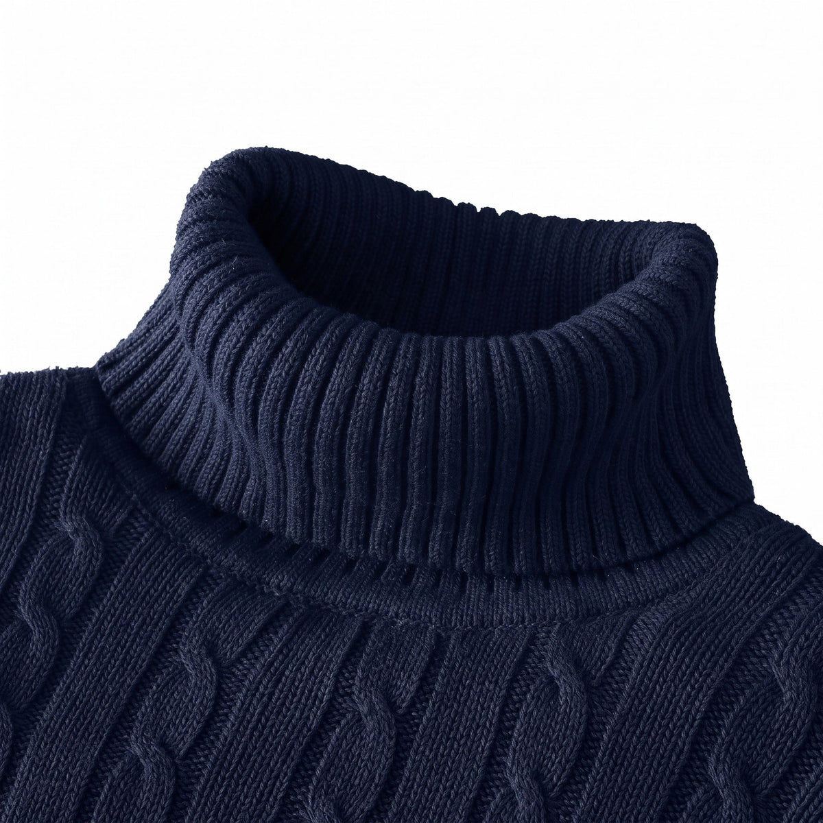 Klaus - Men's Cable Turtleneck Sweater with Ribbed Cuffs