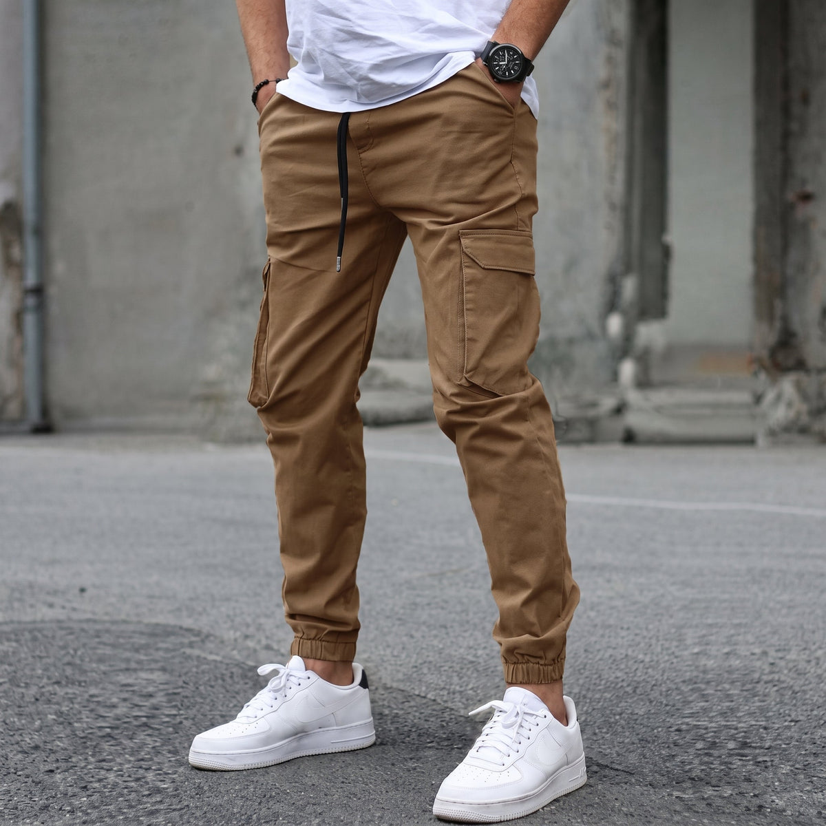 Lionel - Men's Slim Fit Cargo Joggers with Drawstring Waist