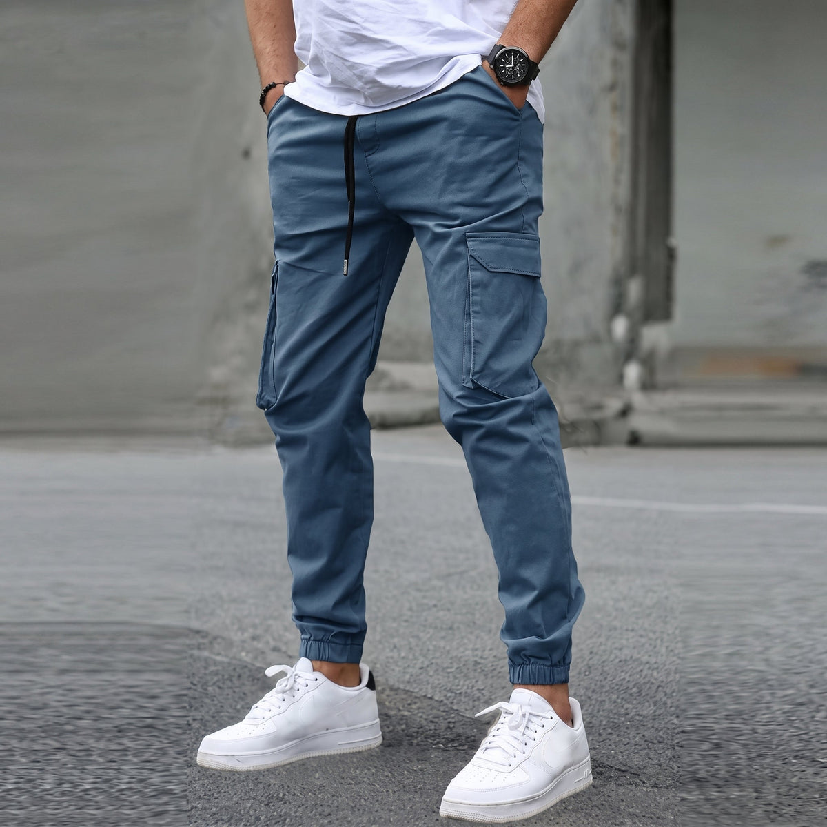 Lionel - Men's Slim Fit Cargo Joggers with Drawstring Waist