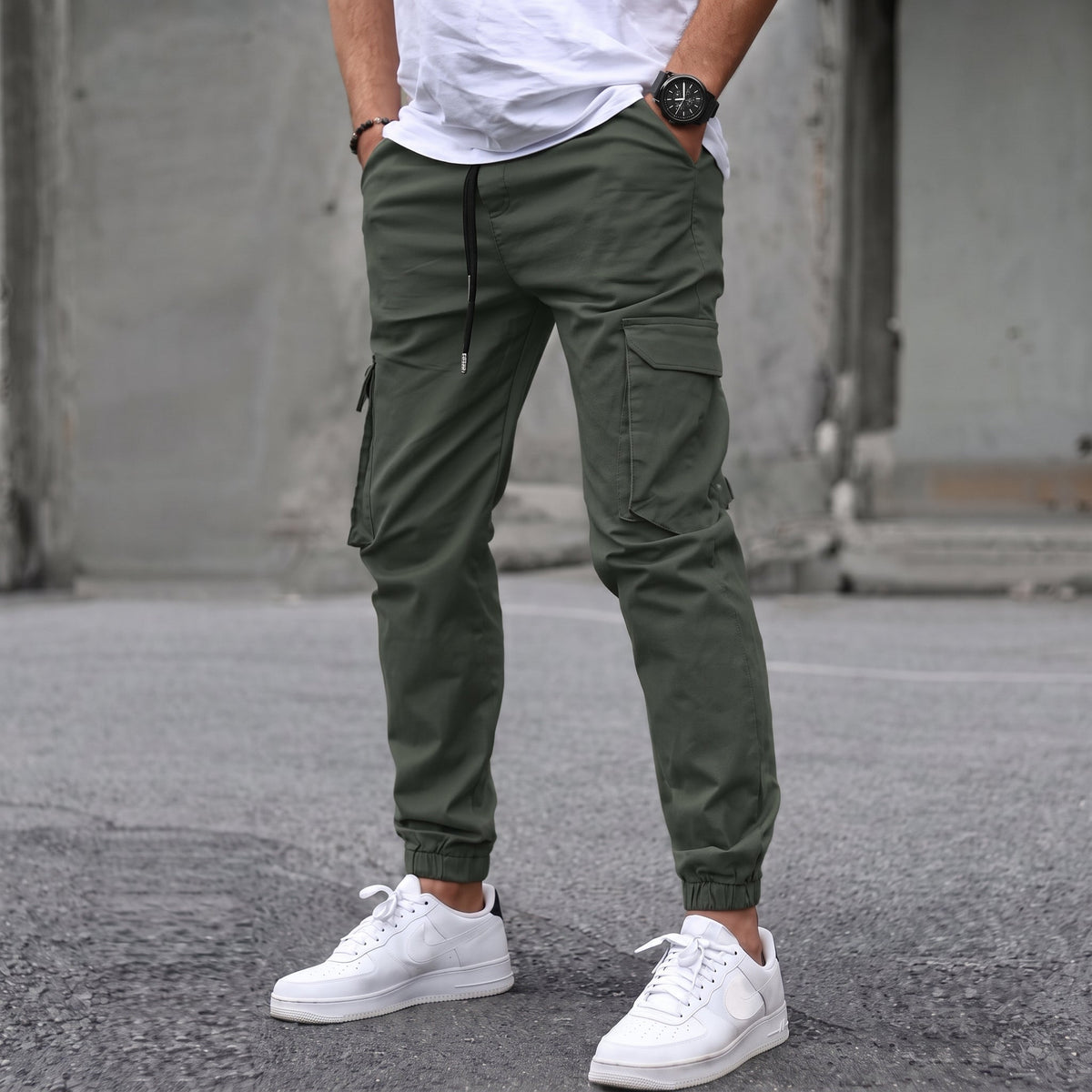 Lionel - Men's Slim Fit Cargo Joggers with Drawstring Waist