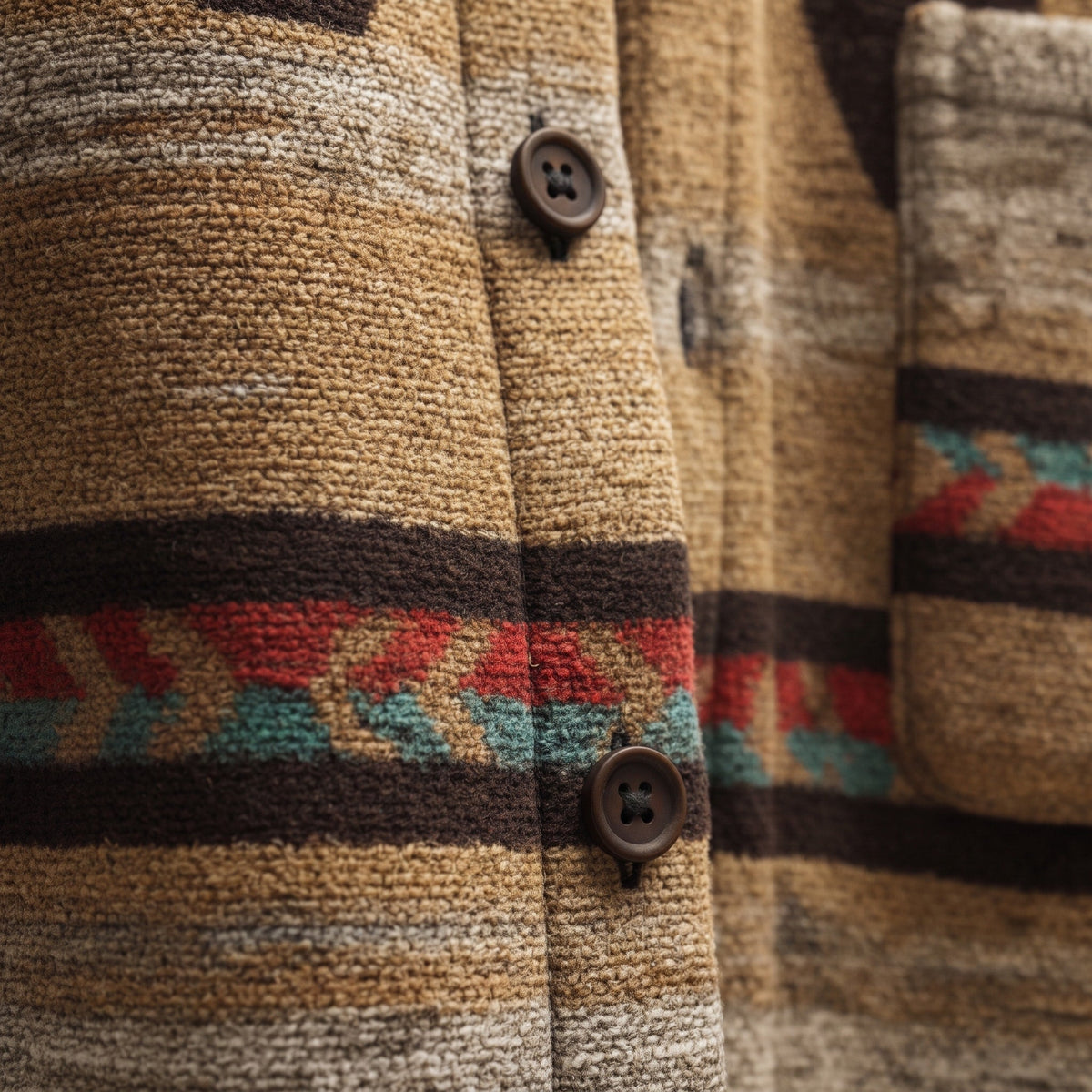 Marcus - Men's Aztec Print Relaxed Fit Jacket with Chest Pocket