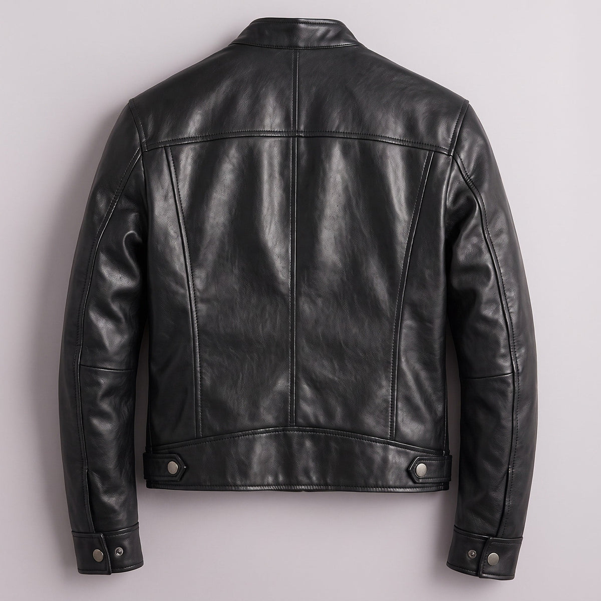 Marcus - Men's Classic Zip-Up Biker Jacket with Snap Collar