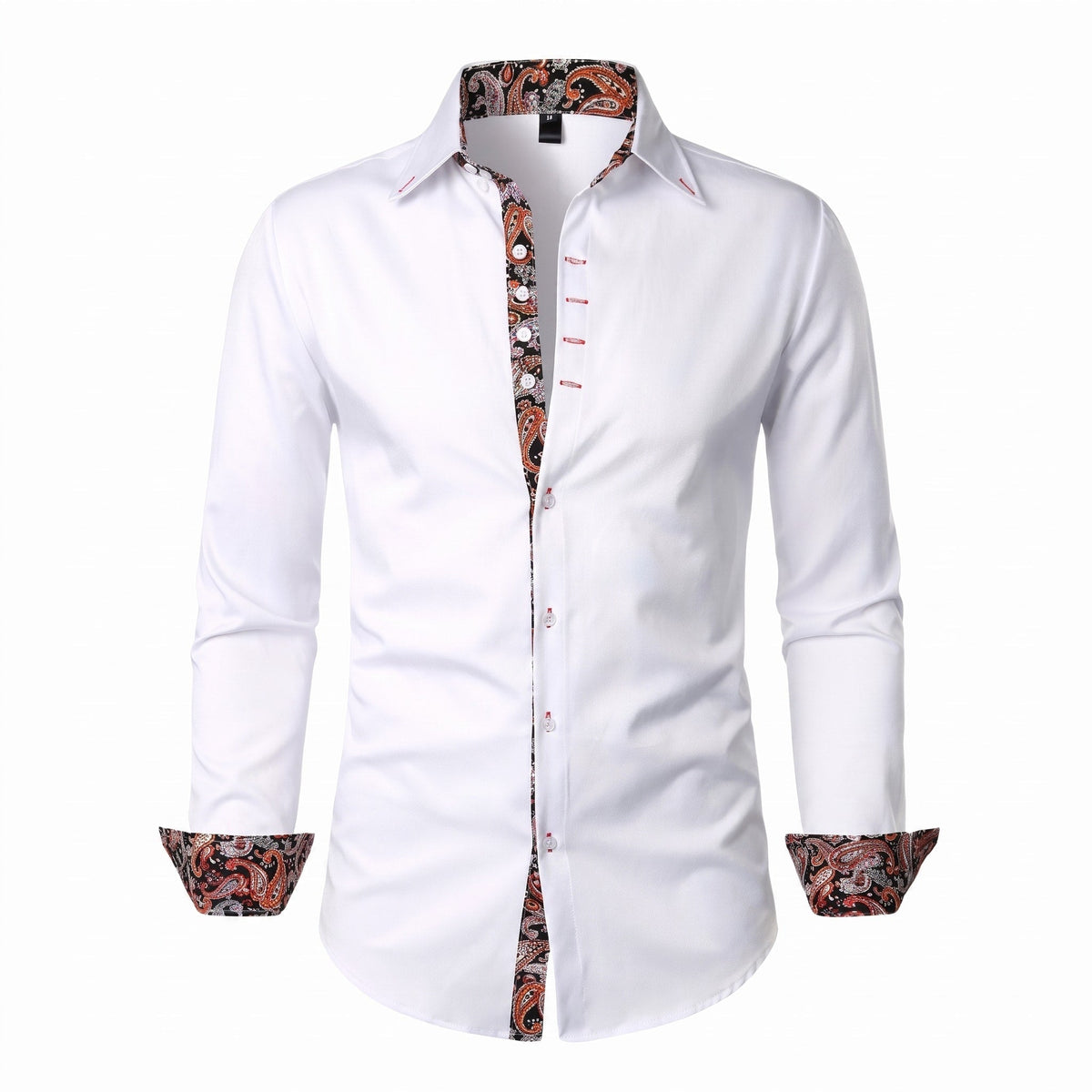 Marcus - Men's Slim Fit Button-Down Shirt with Paisley Trim