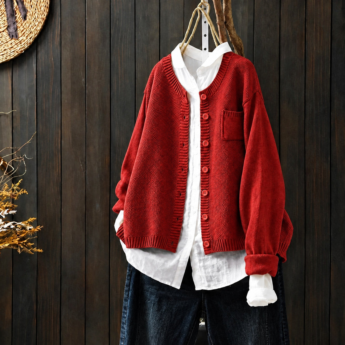 Morgan - Women's Oversized Round Neck Knit Cardigan
