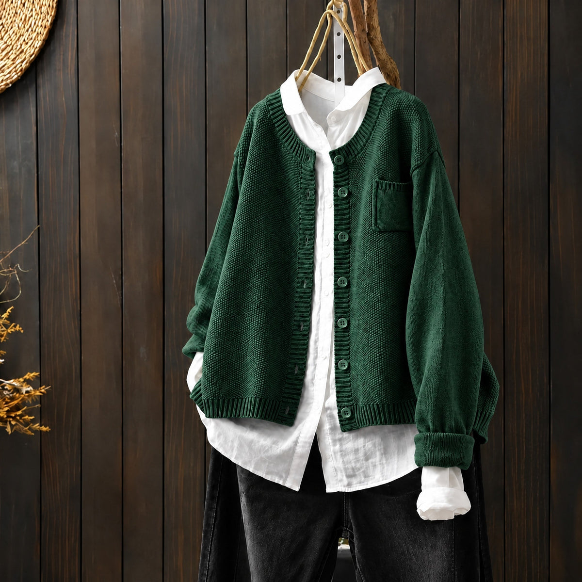 Morgan - Women's Oversized Round Neck Knit Cardigan