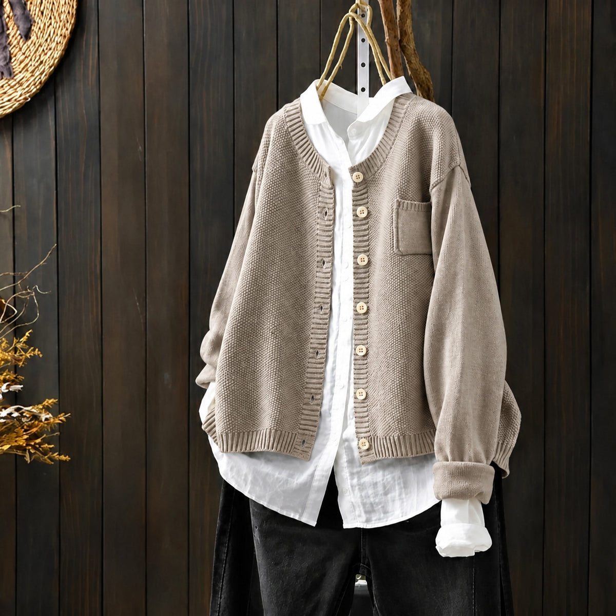 Morgan - Women's Oversized Round Neck Knit Cardigan