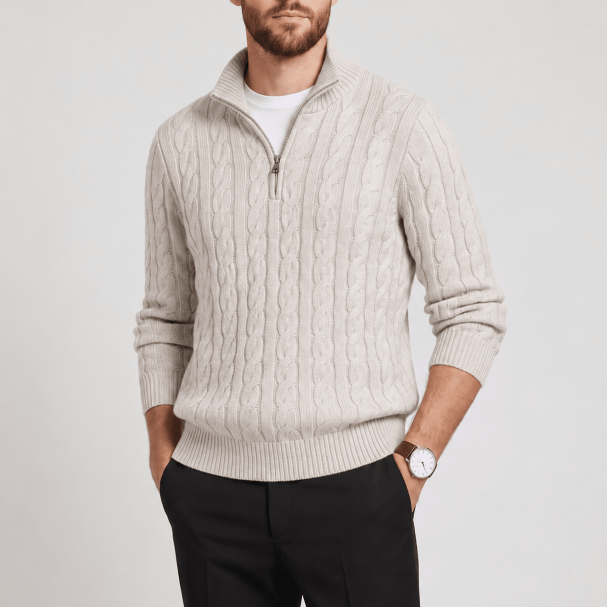 Marcus – Men’s Cable-Knit Quarter-Zip Sweater