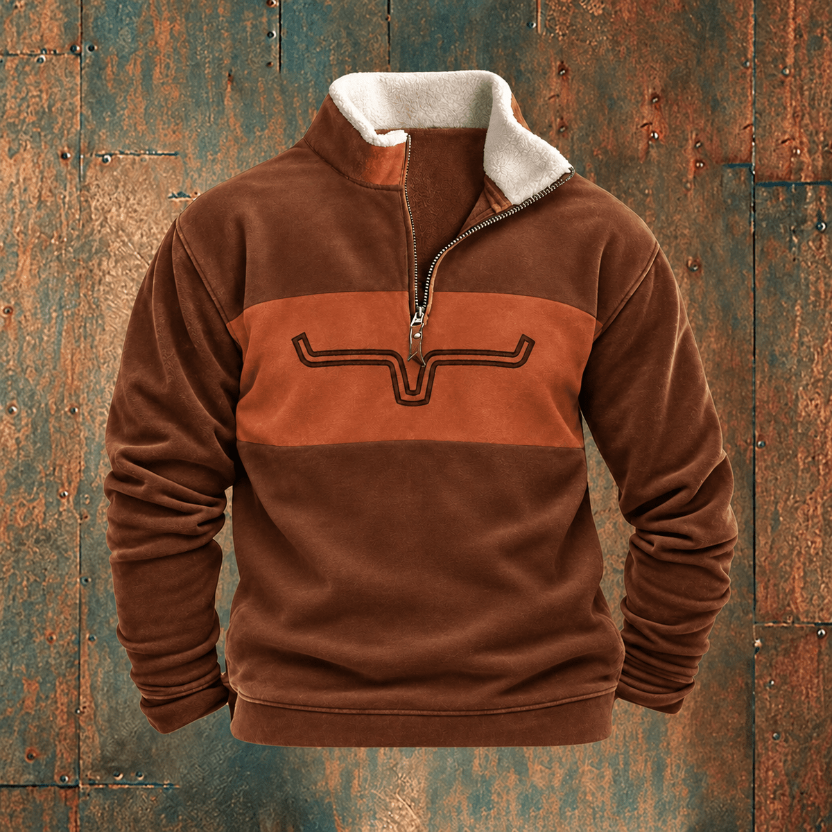 Bruce – Men’s Western Quarter-Zip Sweatshirt with Sherpa Collar