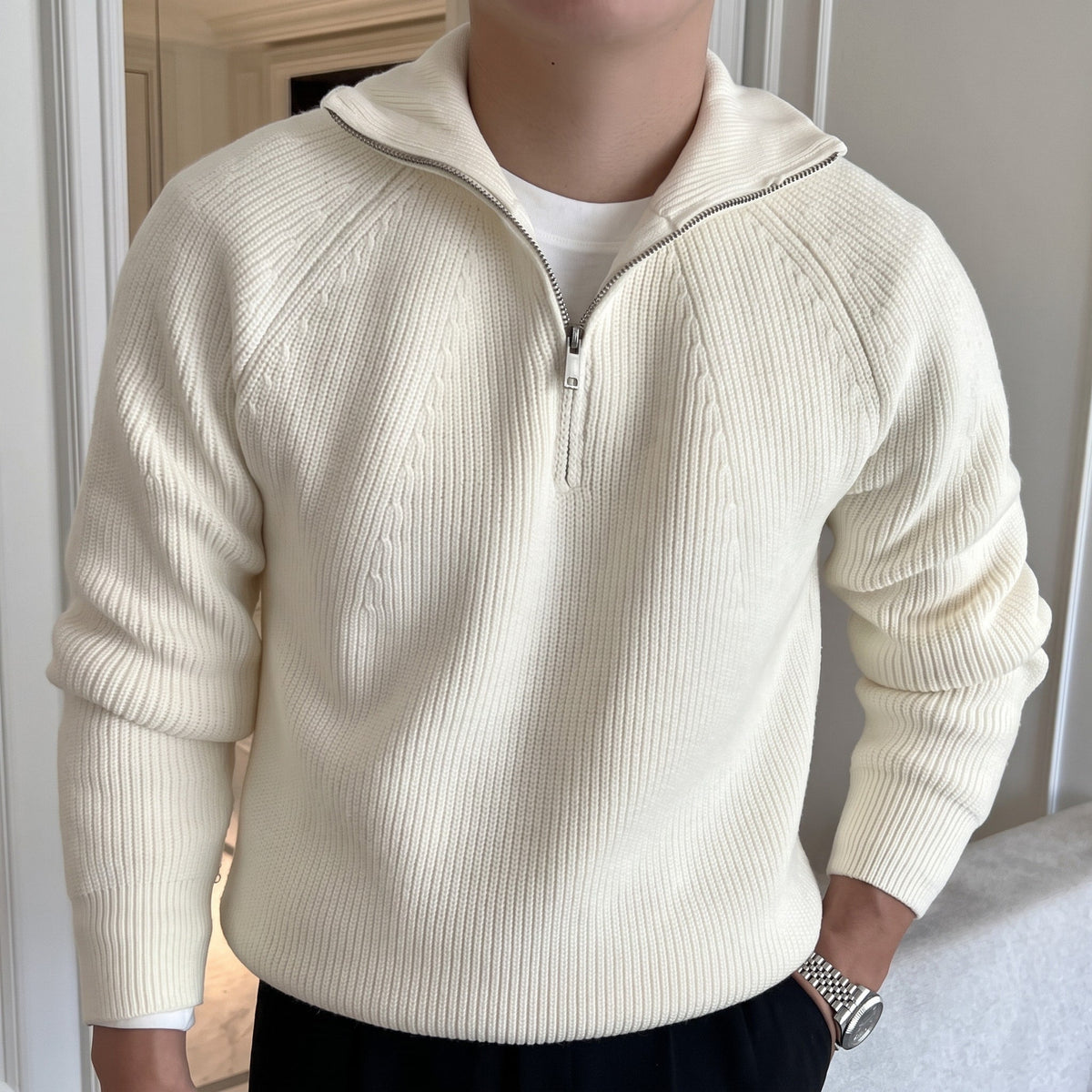 Daniel – Men’s Quarter-Zip Sweater with Funnel Collar