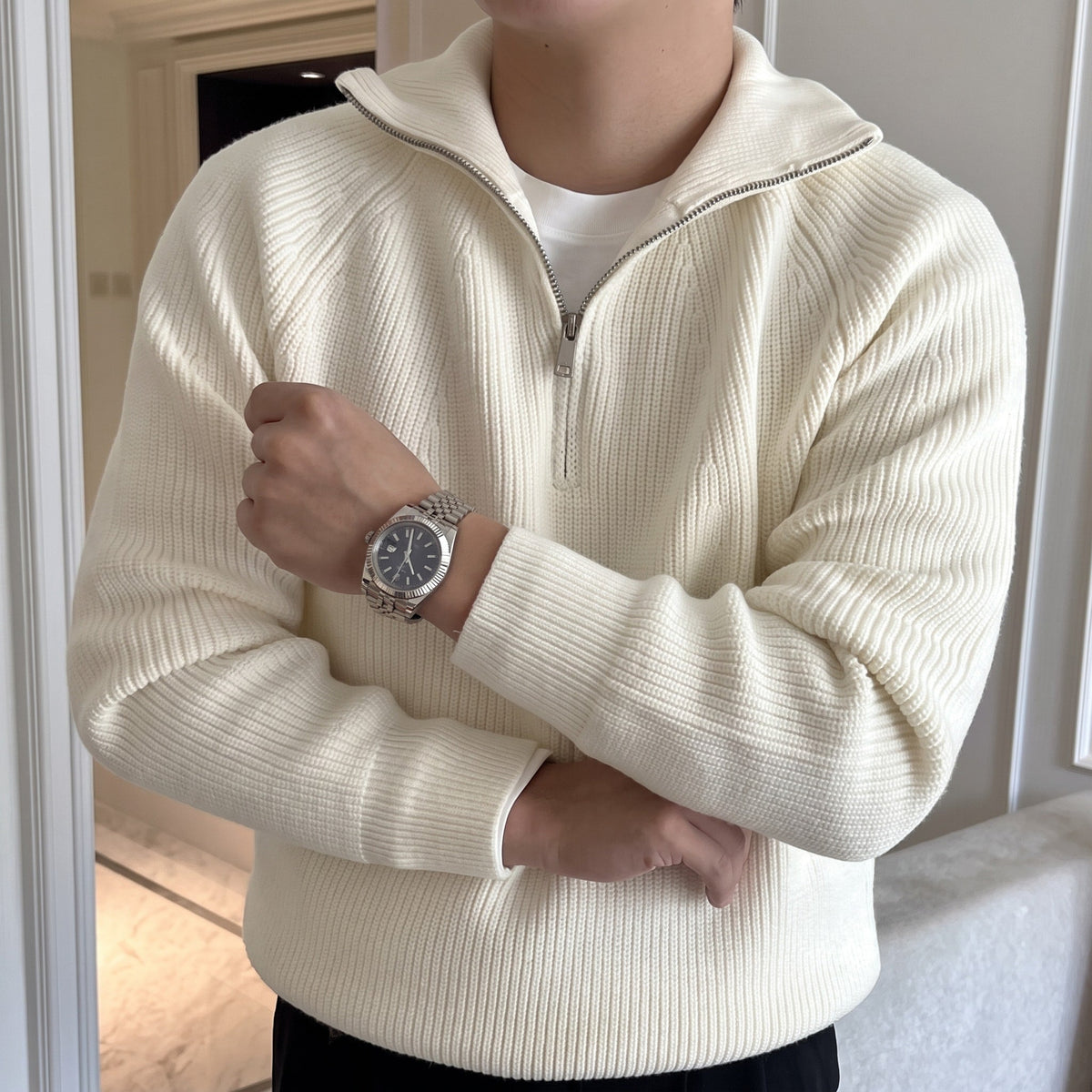 Daniel – Men’s Quarter-Zip Sweater with Funnel Collar