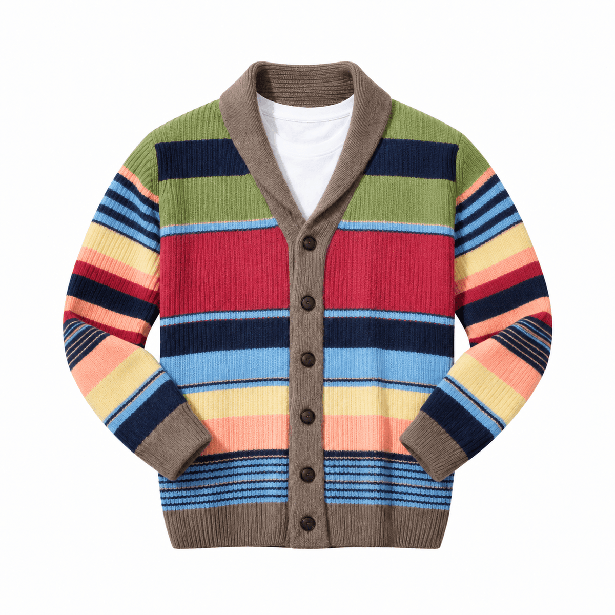 Theodore – Men’s Shawl Collar Striped Knit Cardigan