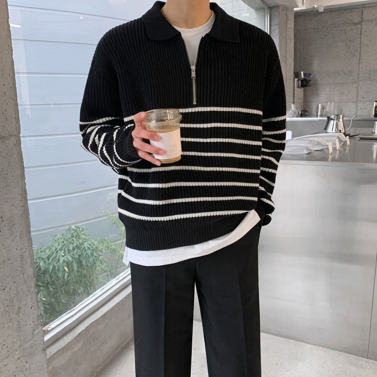 Marcus – Men’s Striped Quarter Zip-Up Sweater