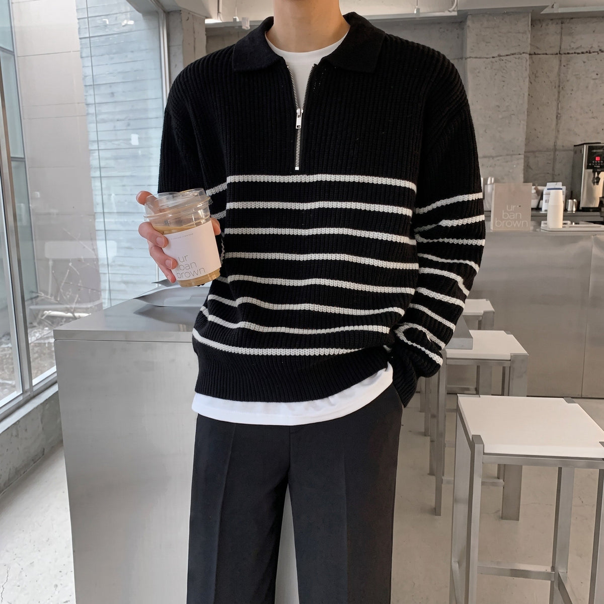 Marcus – Men’s Striped Quarter Zip-Up Sweater