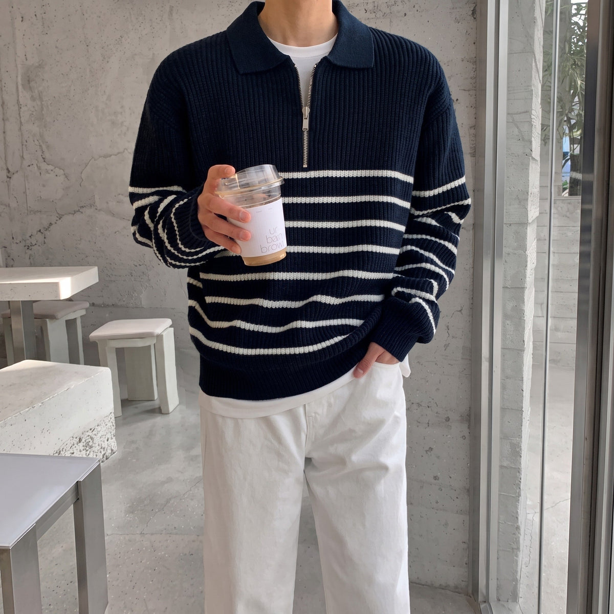 Marcus – Men’s Striped Quarter Zip-Up Sweater