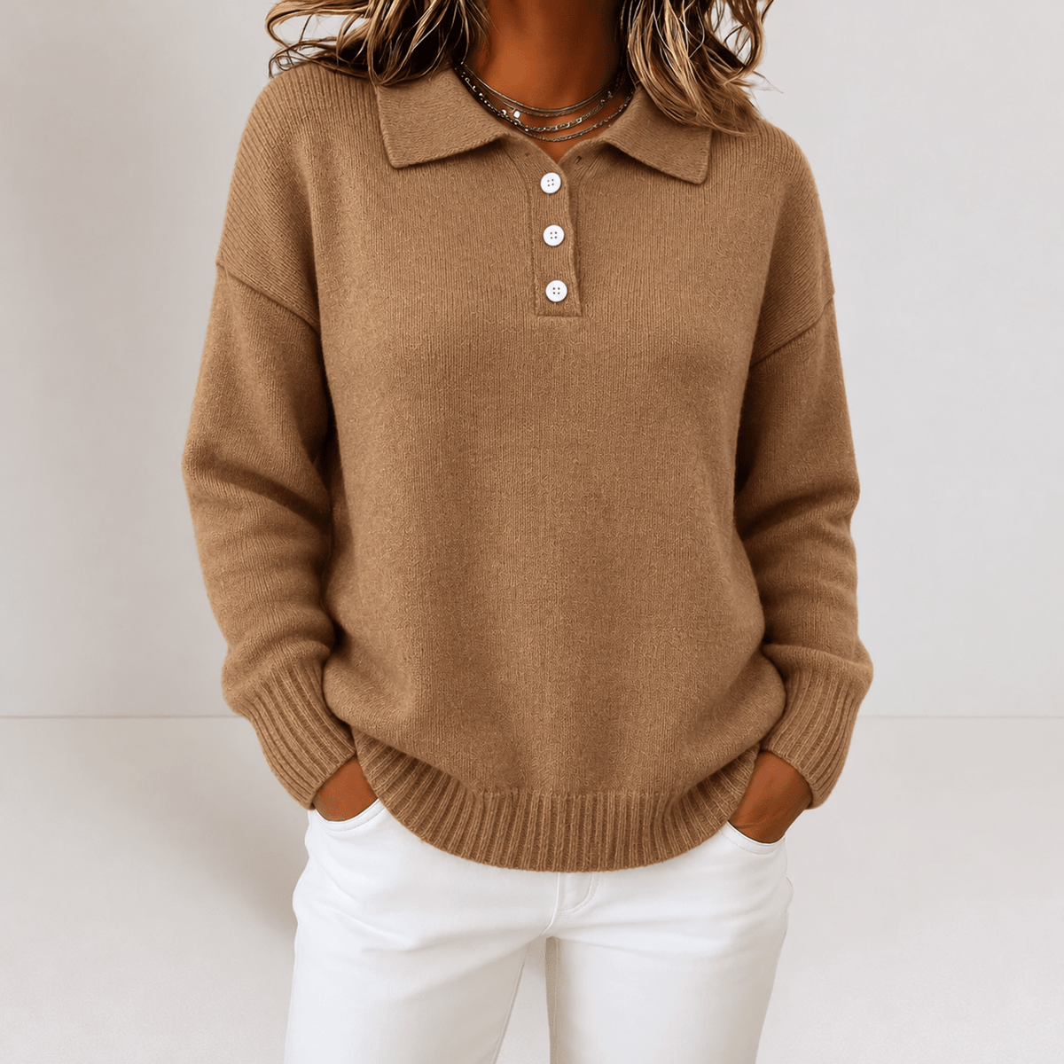 Sophie – Women’s Button-Placket Polo Sweater