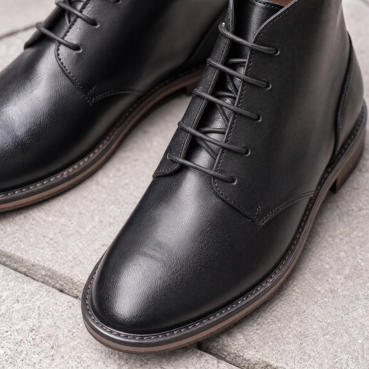 Marcus - Men's Lace-Up Ankle Boots with Stacked Heel