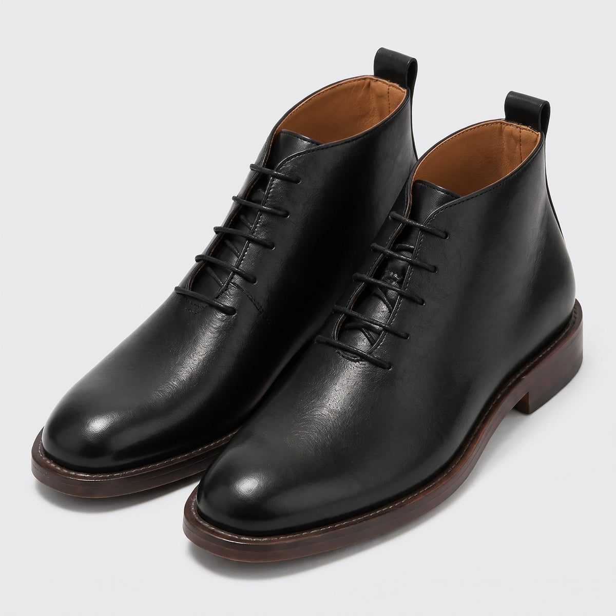 Marcus - Men's Lace-Up Ankle Boots with Stacked Heel