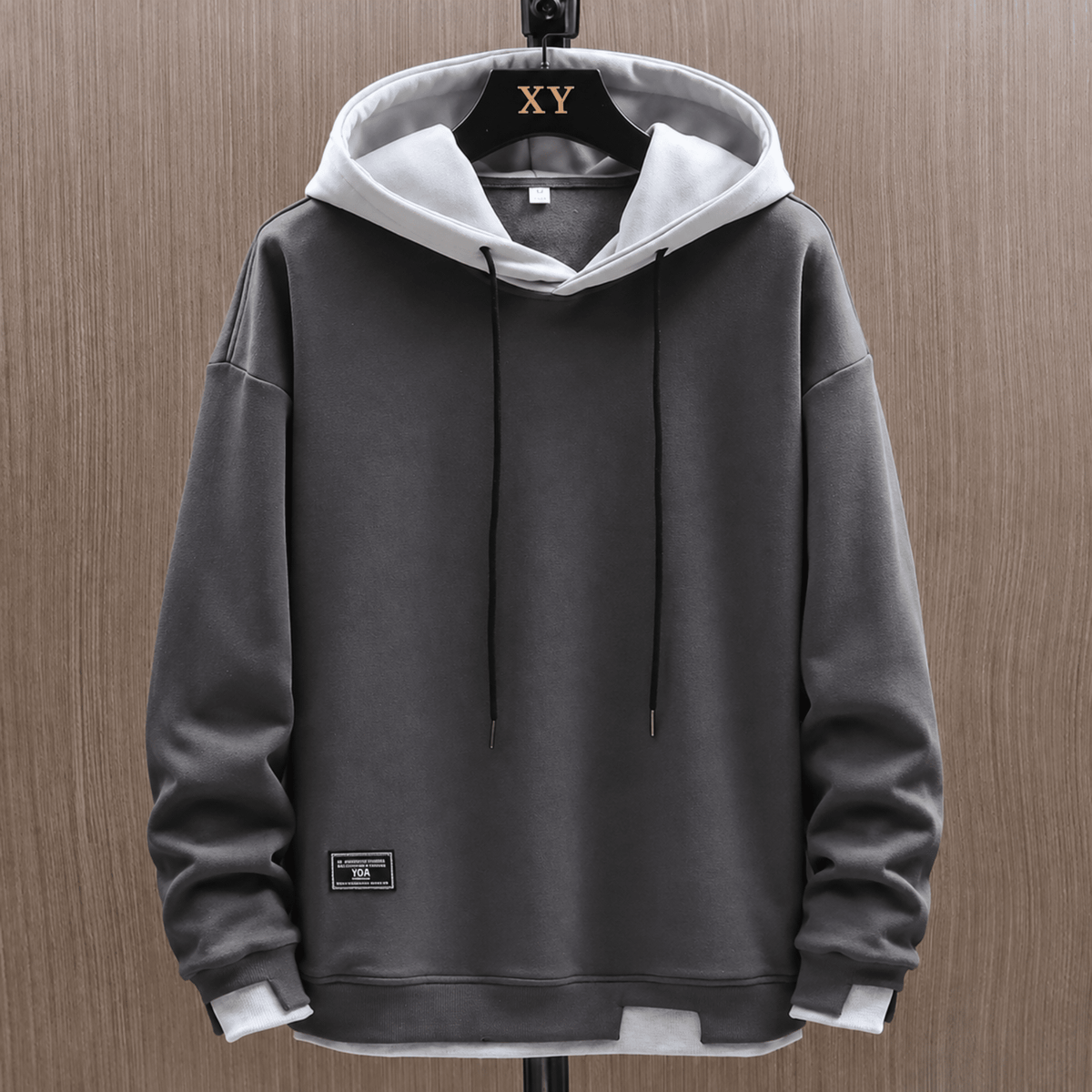 Simon - Men's Colorblock Hooded Sweatshirt with Drawstring Hood