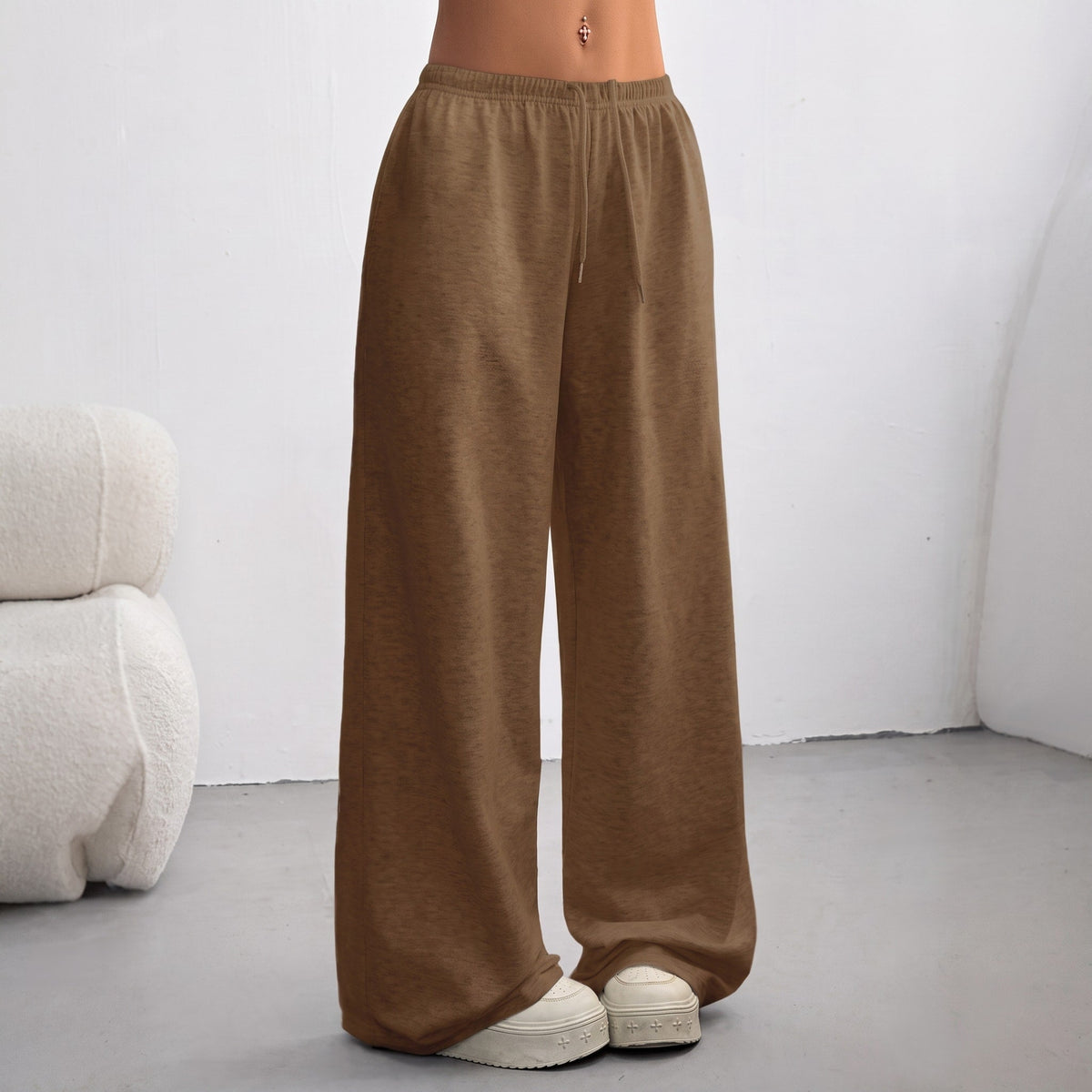 Sofia - Women's High-Waisted Wide-Leg Drawstring Jogger Pants