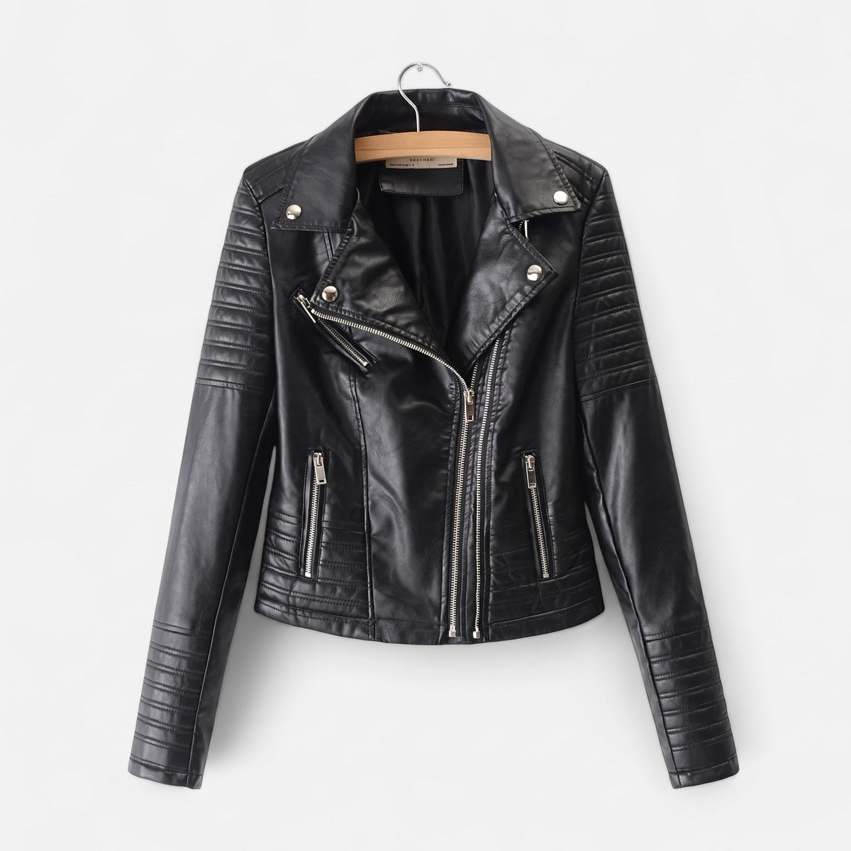Sophie - Women's Biker Jacket with Quilted Shoulder Detail