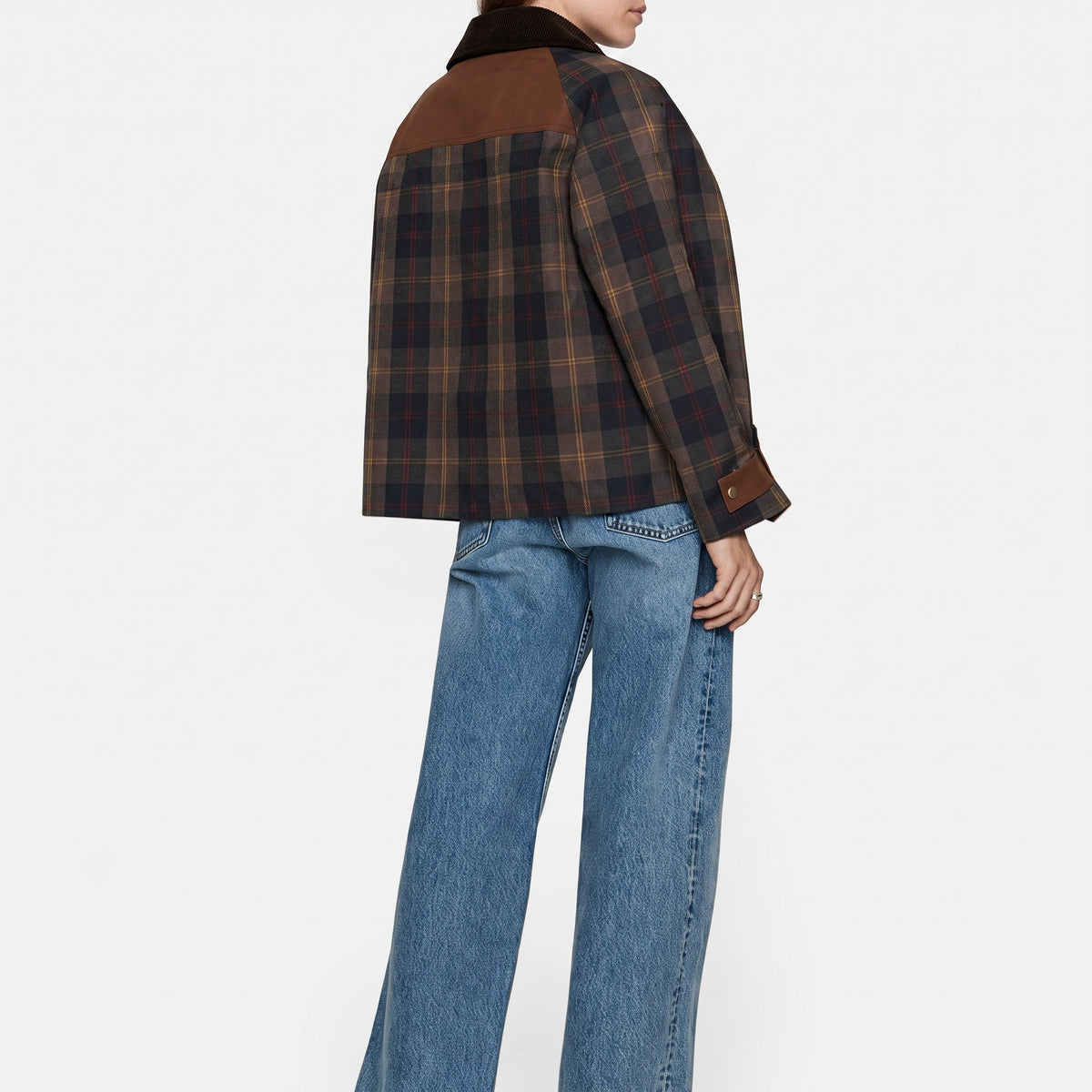 Sophie - Women's Plaid Jacket with Contrast Collar