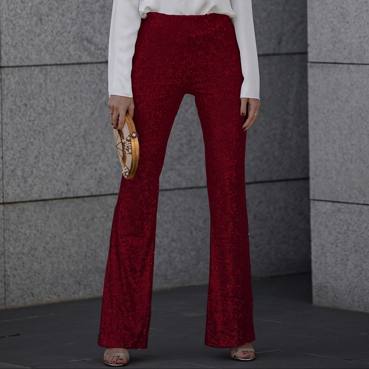 Sophie – Women’s High-Waisted Sequin Flare Pants