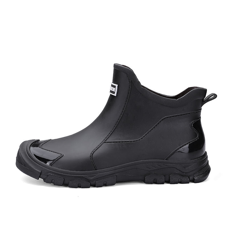 Tom - Men's Waterproof Slip-On Ankle Rain Boots with Non-Slip Sole
