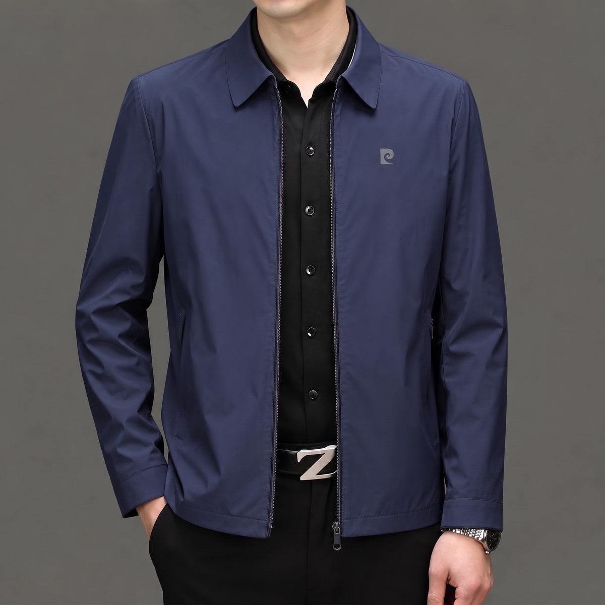 William - Men's Transitional Point Collar Zip-Up Jacket with Concealed Zipper