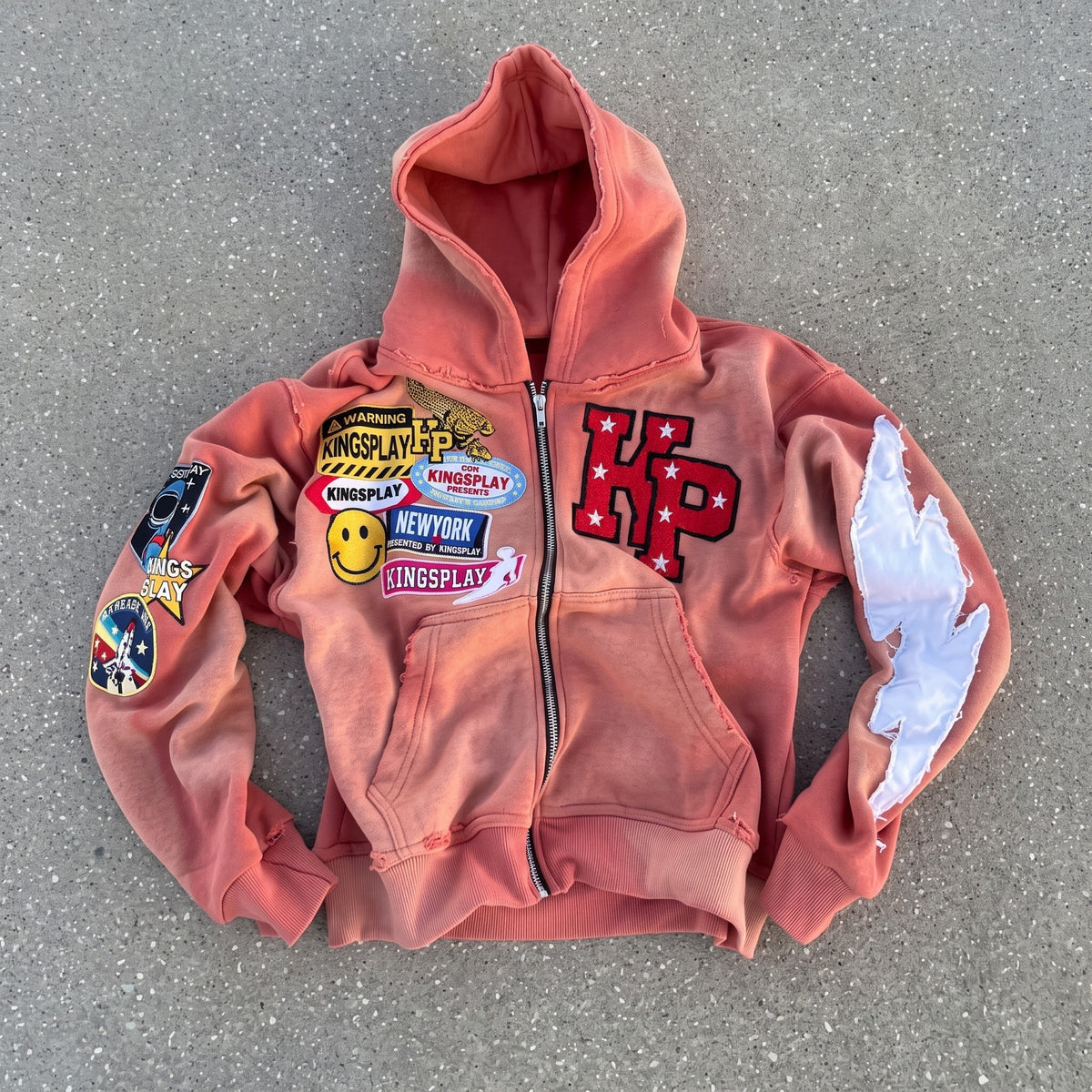 Marcus – Unisex Patchwork Zip-Up Hoodie with Varsity Patches