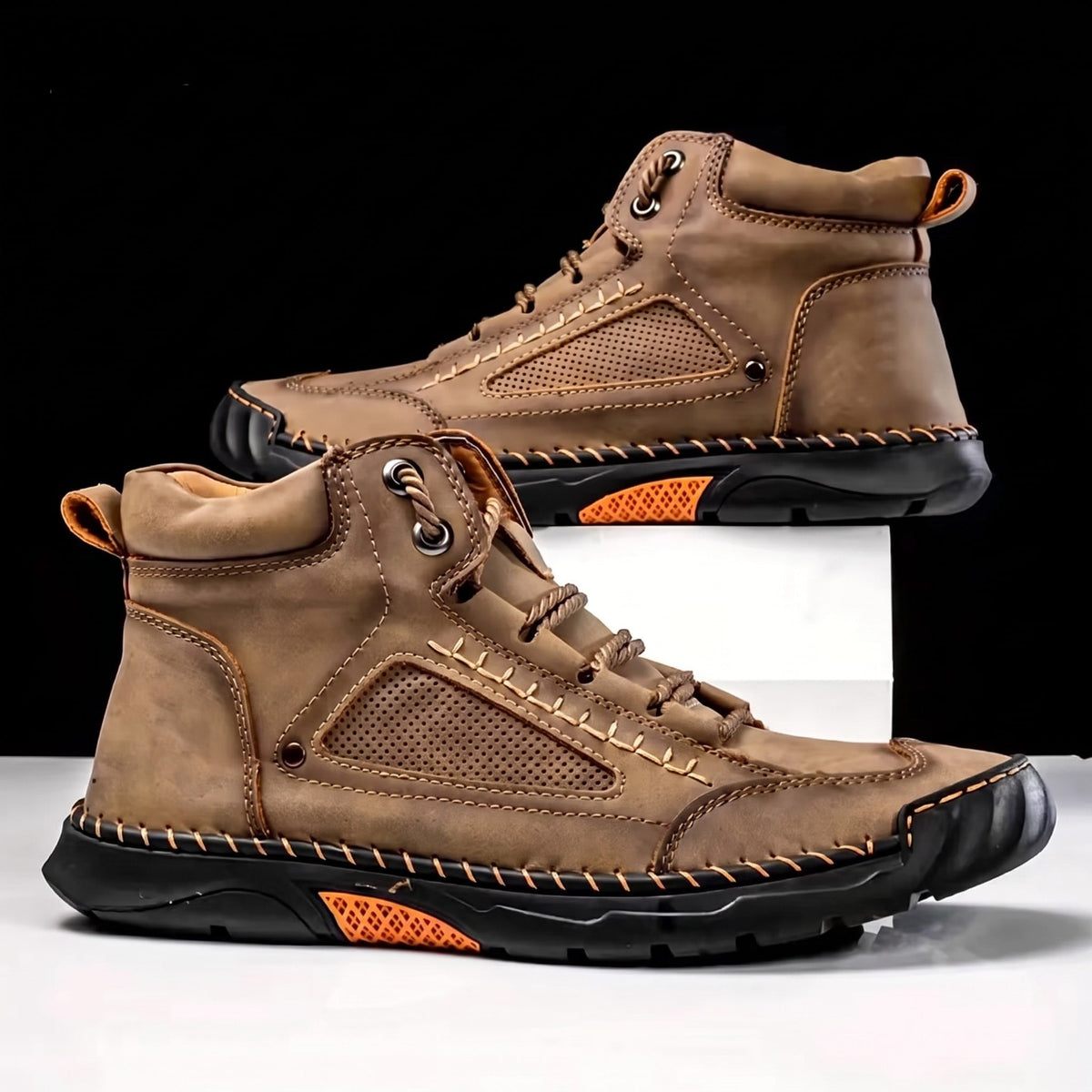 Marcus - Men's Orthopaedic Lace-Up Ankle Boots with Contrast Sole