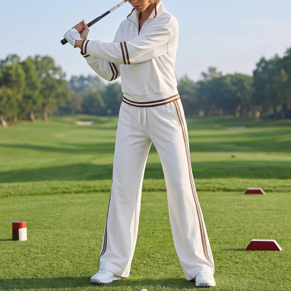 Amelia – Women’s Half-Zip Sweatshirt and Wide-Leg Pants Set