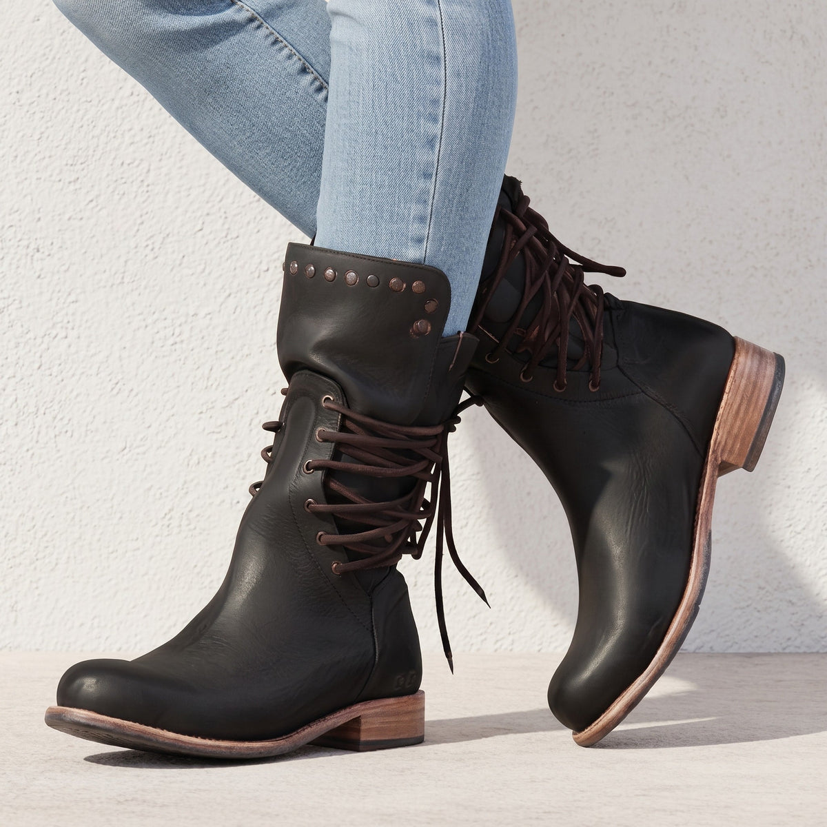 Sienna - Women's Orthopedic Lace-Up Combat Boots with Studded Detail