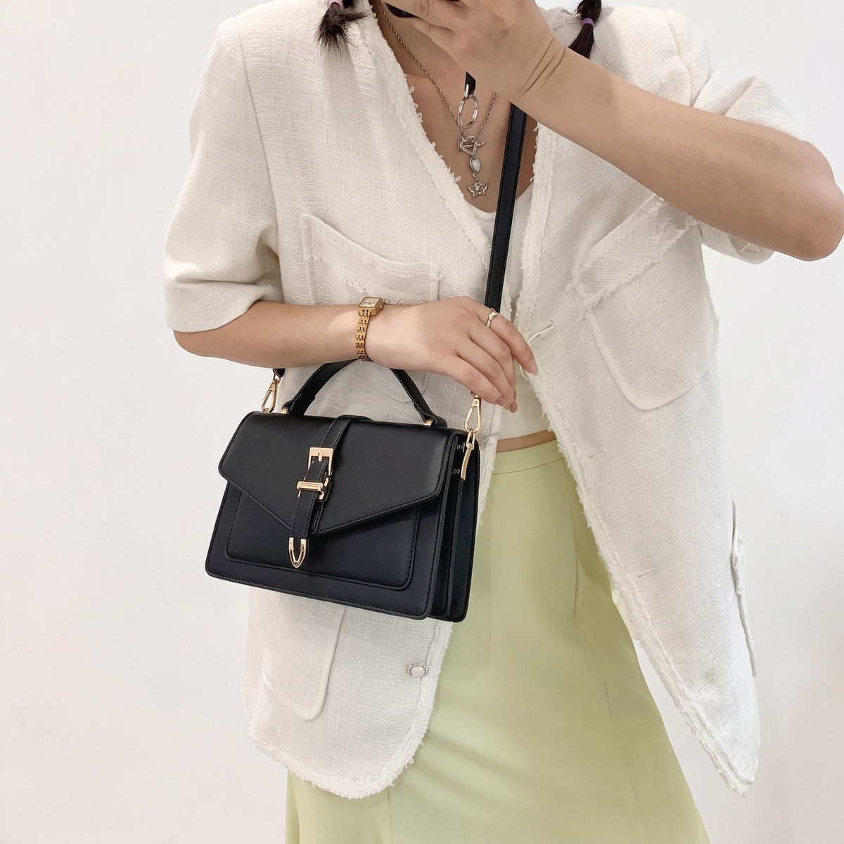 Claire – Women’s Envelope Flap Crossbody Bag with Buckle Strap