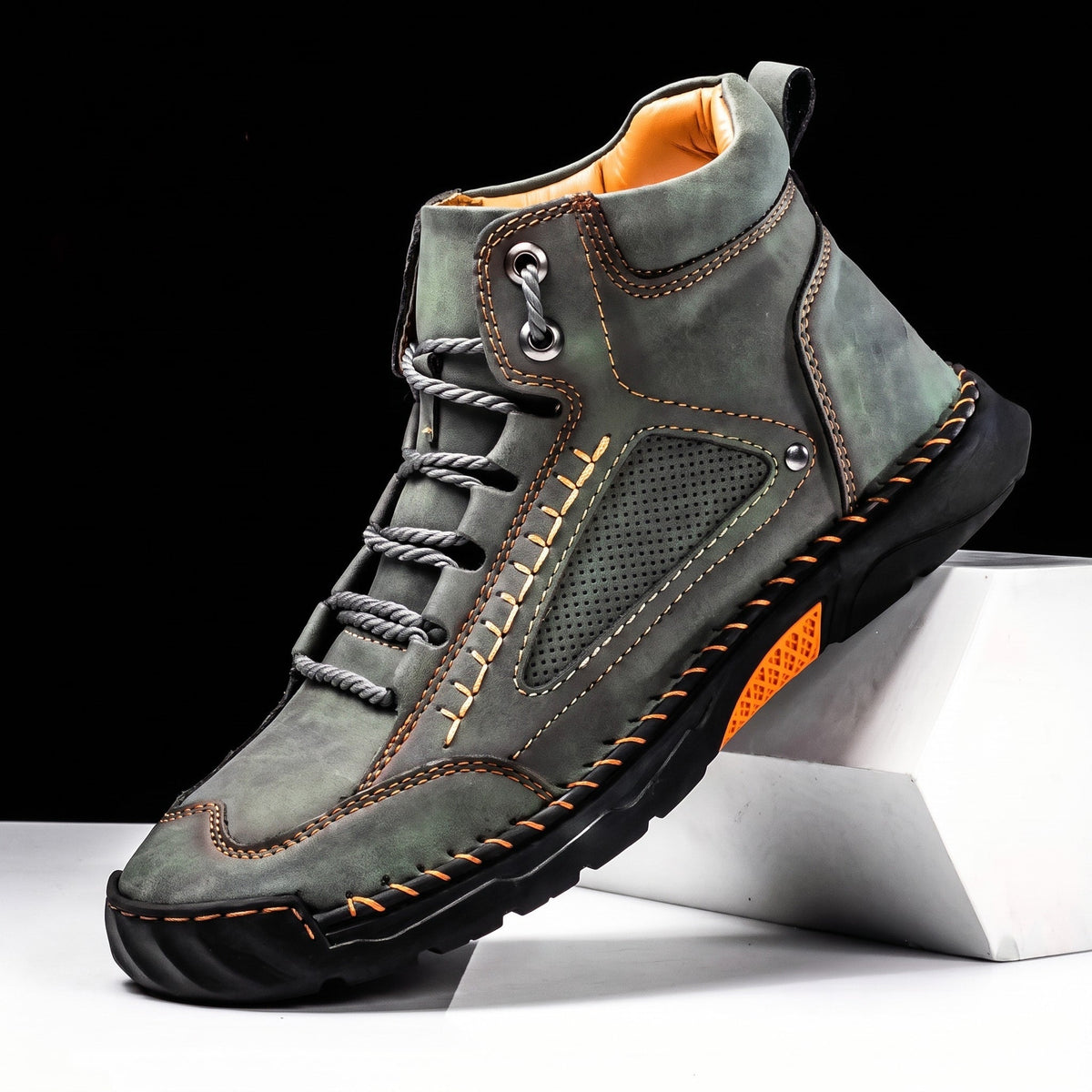 Marcus - Men's Orthopaedic Lace-Up Ankle Boots with Contrast Sole