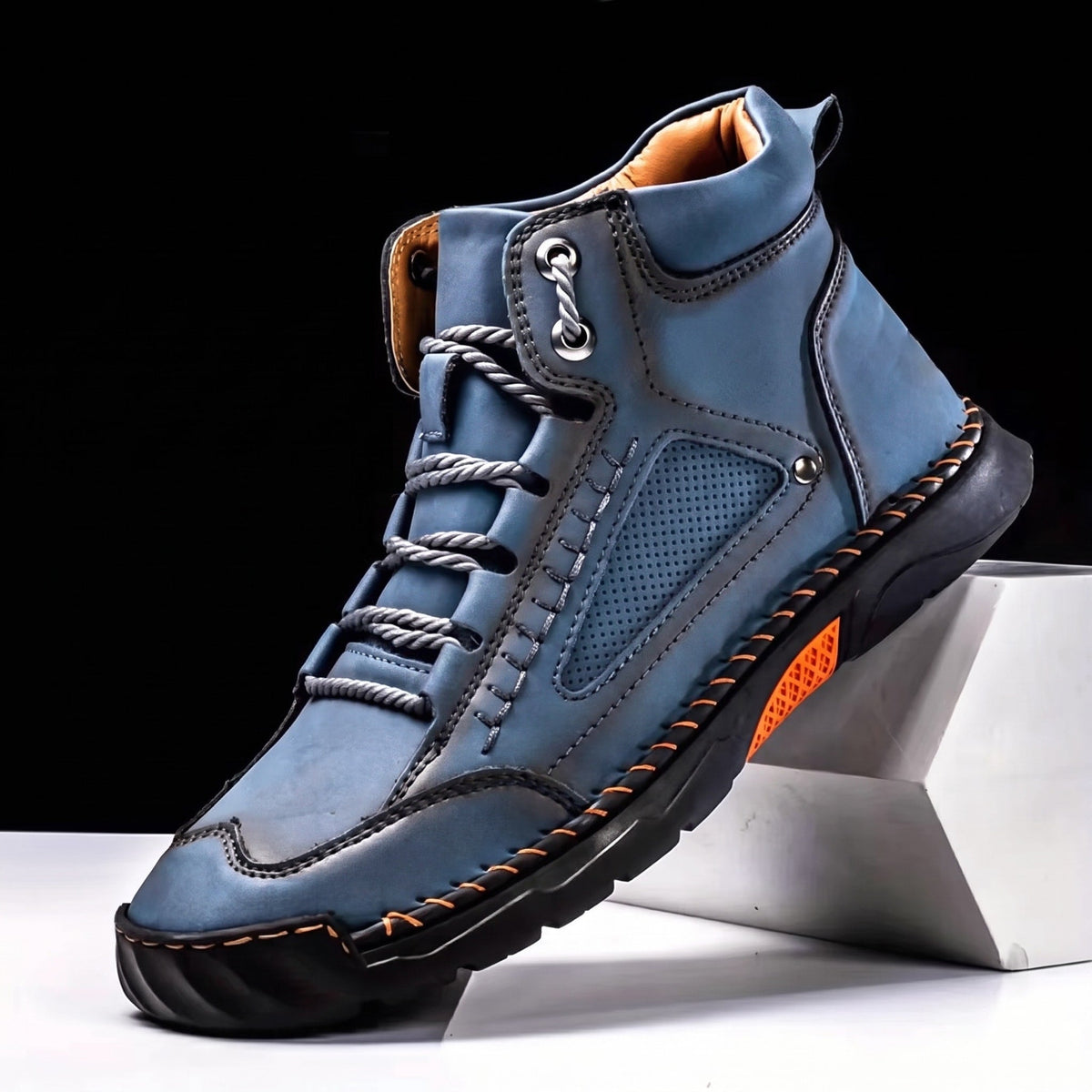 Marcus - Men's Orthopaedic Lace-Up Ankle Boots with Contrast Sole