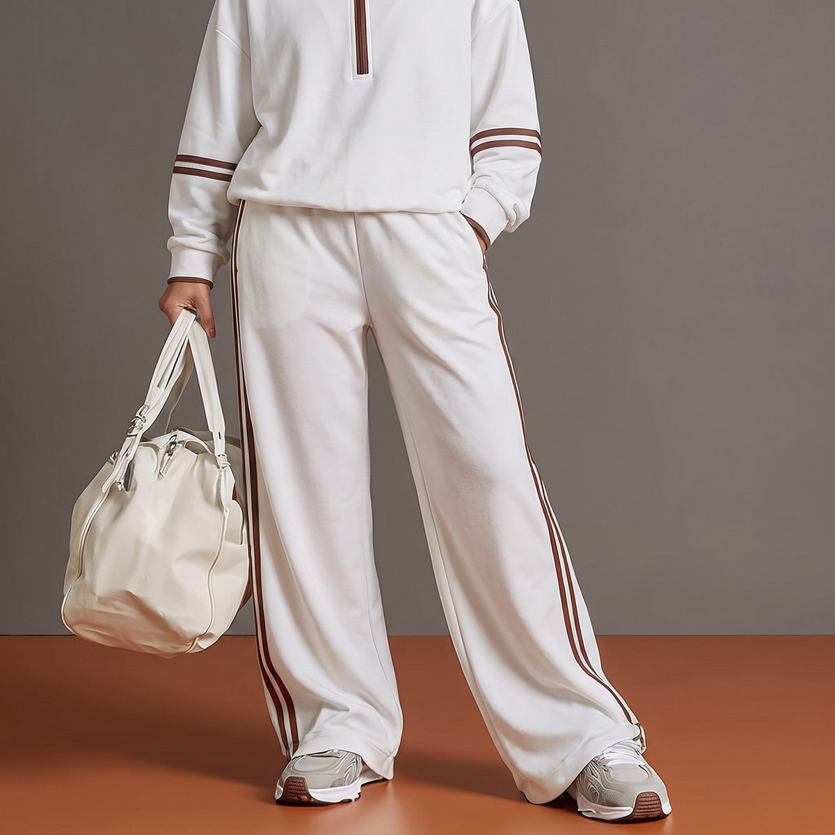 Amelia – Women’s Half-Zip Sweatshirt and Wide-Leg Pants Set