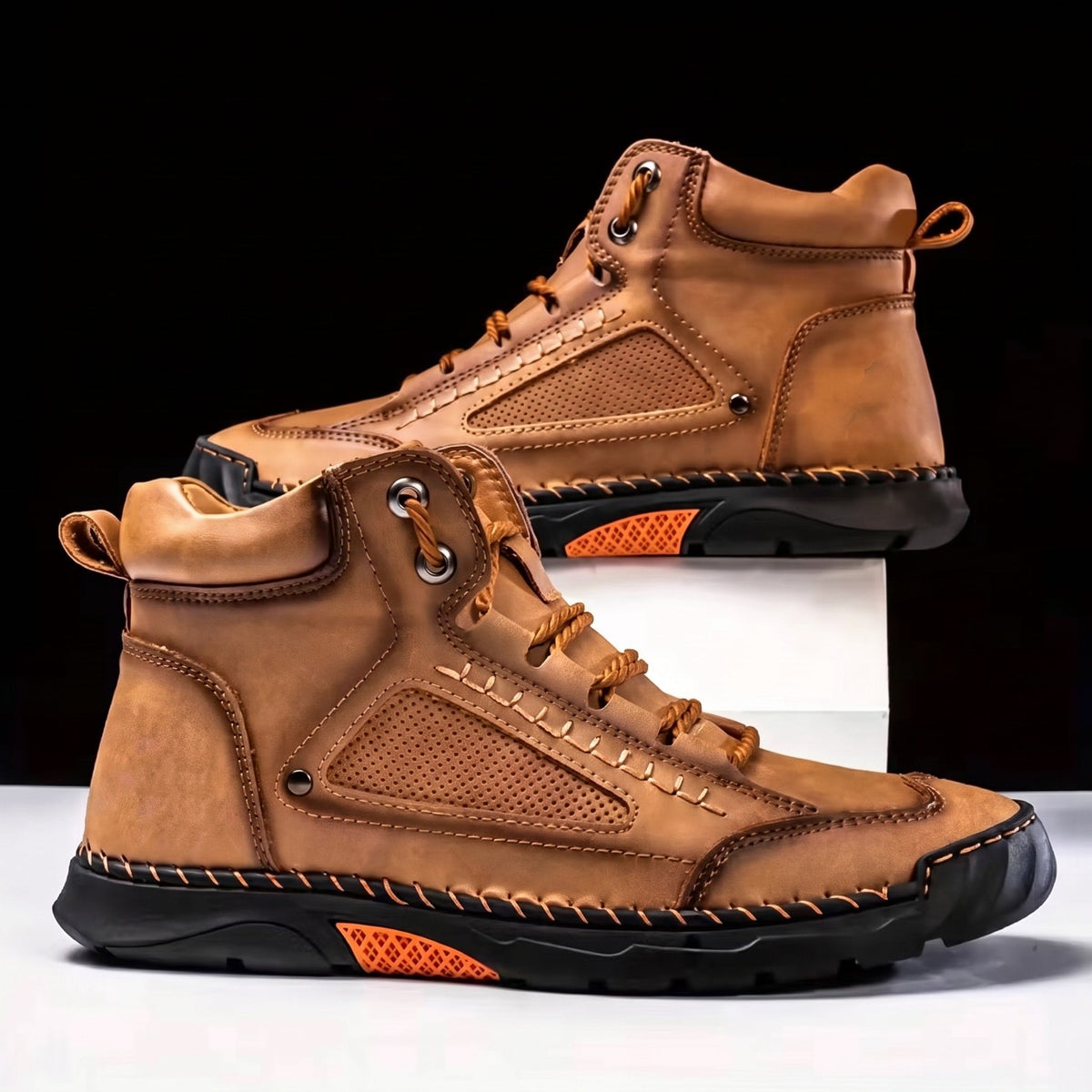 Marcus - Men's Orthopaedic Lace-Up Ankle Boots with Contrast Sole