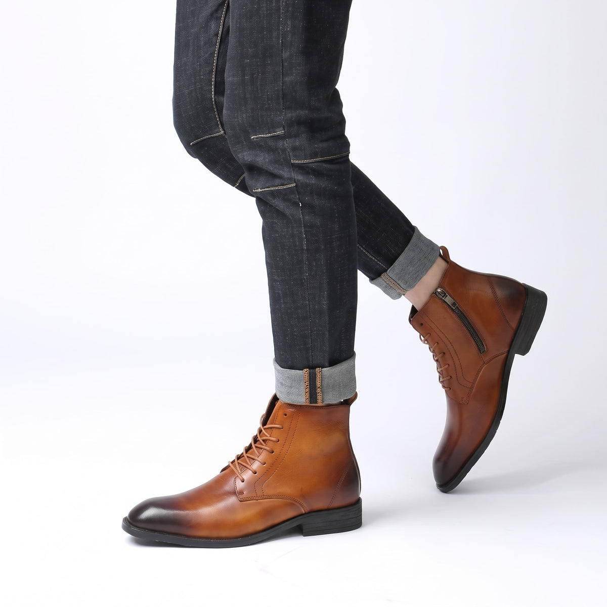 John - Men's Lace-Up Ankle Boots with Pointed Toe