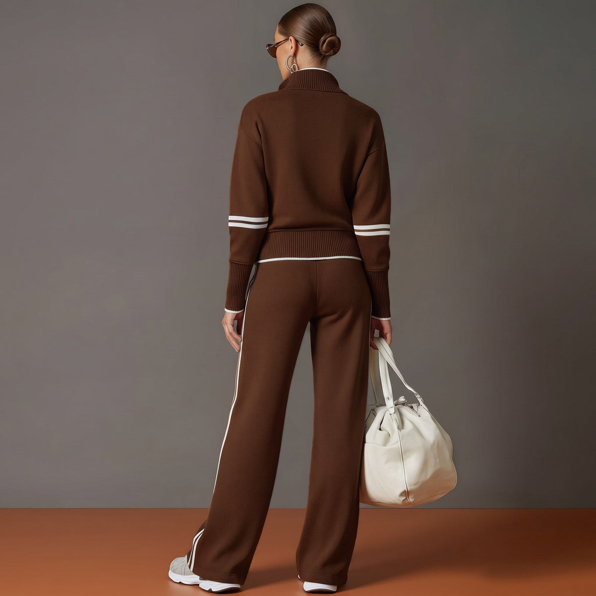 Amelia – Women’s Half-Zip Sweatshirt and Wide-Leg Pants Set