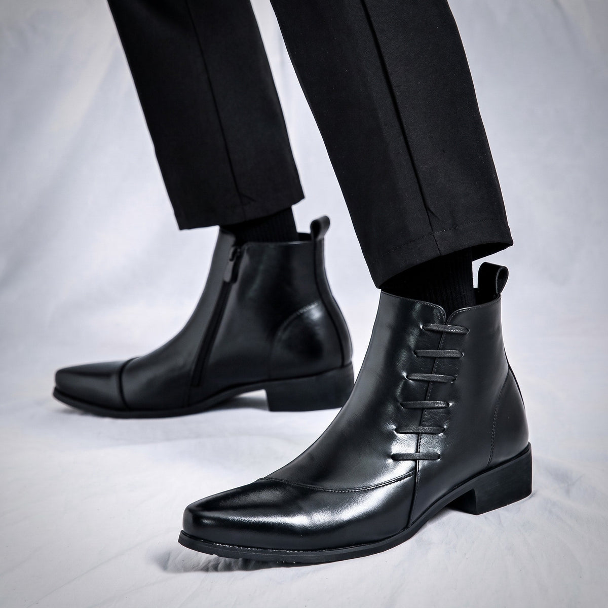 Samuel - Men's Lace-Up Ankle Boots with Brogue Stitching Detail